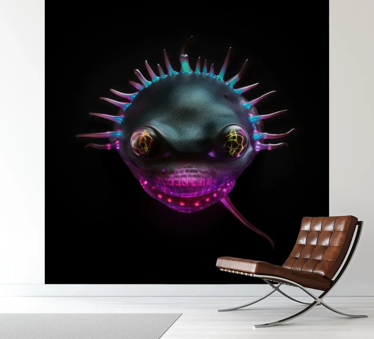 Neon Glowing Axolotl photo wallpaper by Animal Portraits