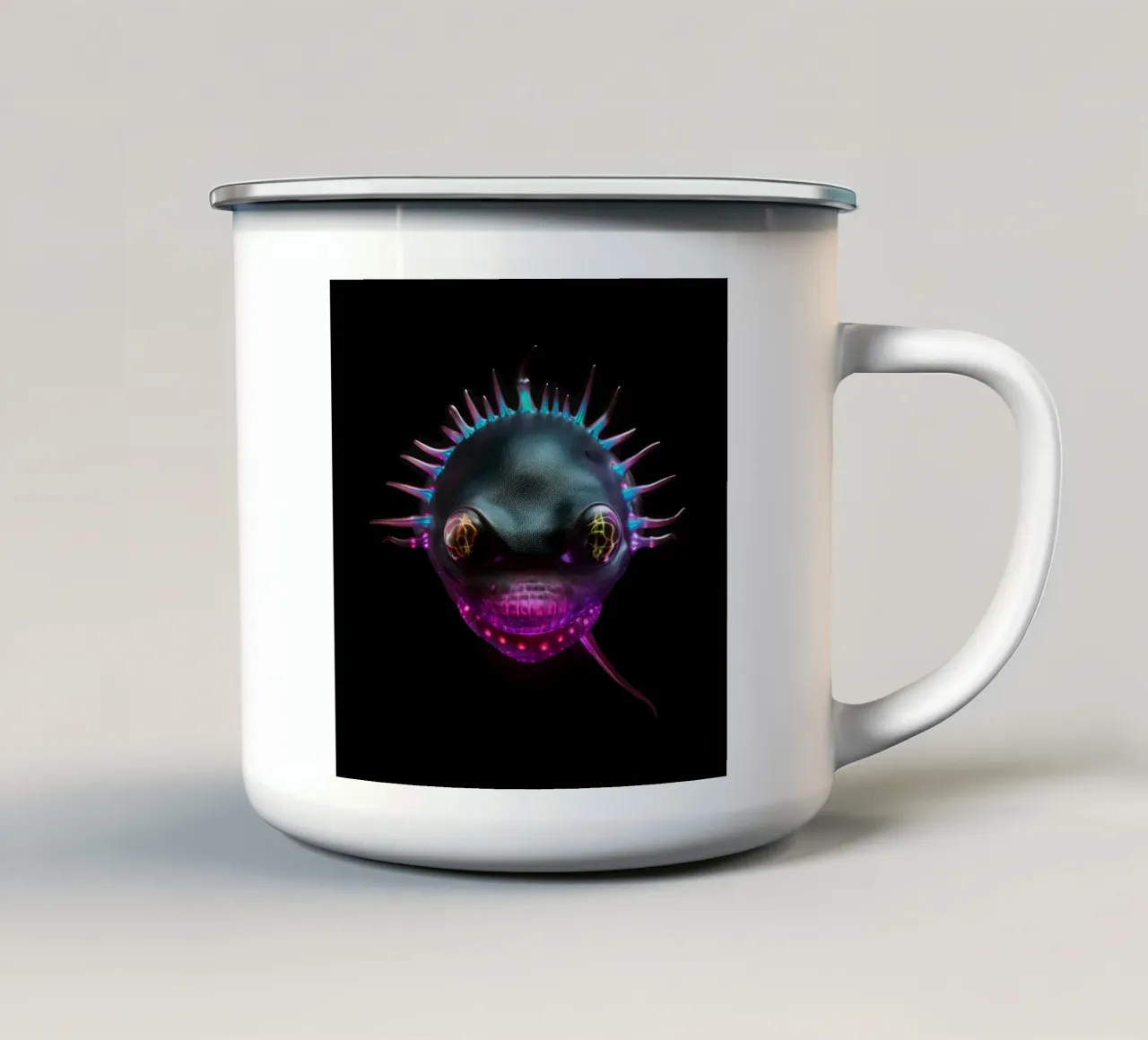Axolotl luminoso al neon tazza in smalto da Animal Portraits