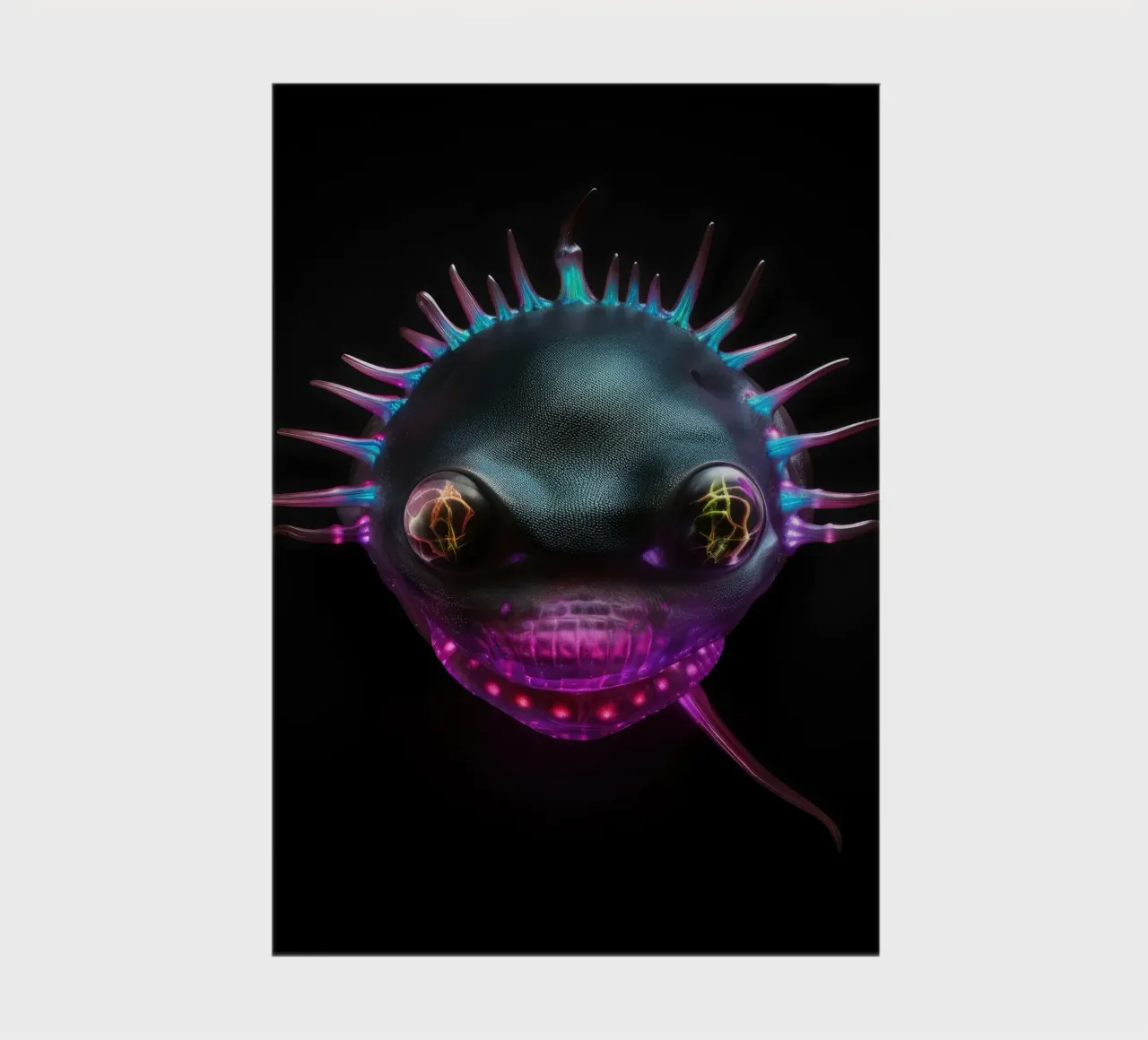 Neon Glowing Axolotl notebook by Animal Portraits