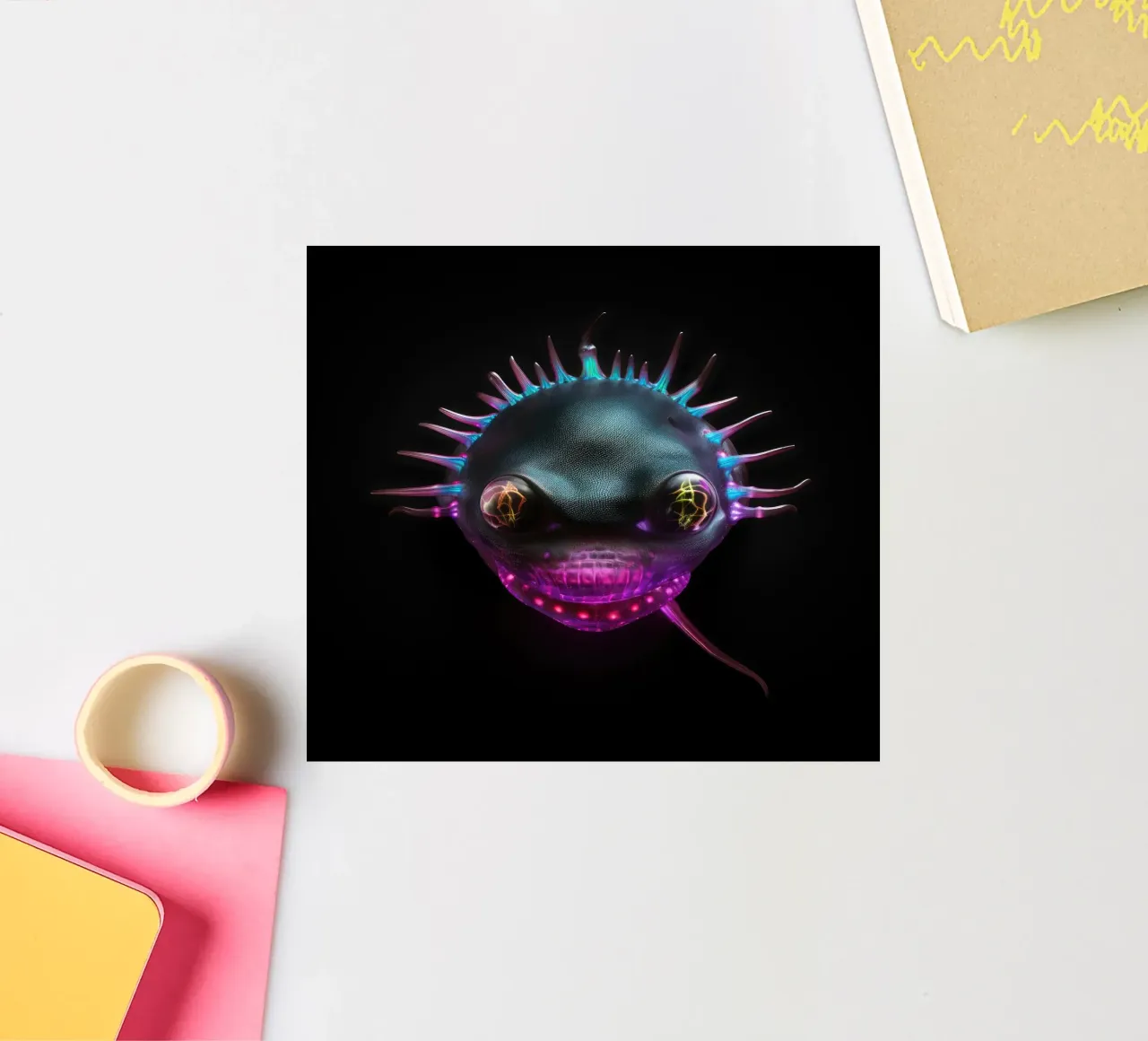 Neon Glowing Axolotl sticker by Animal Portraits