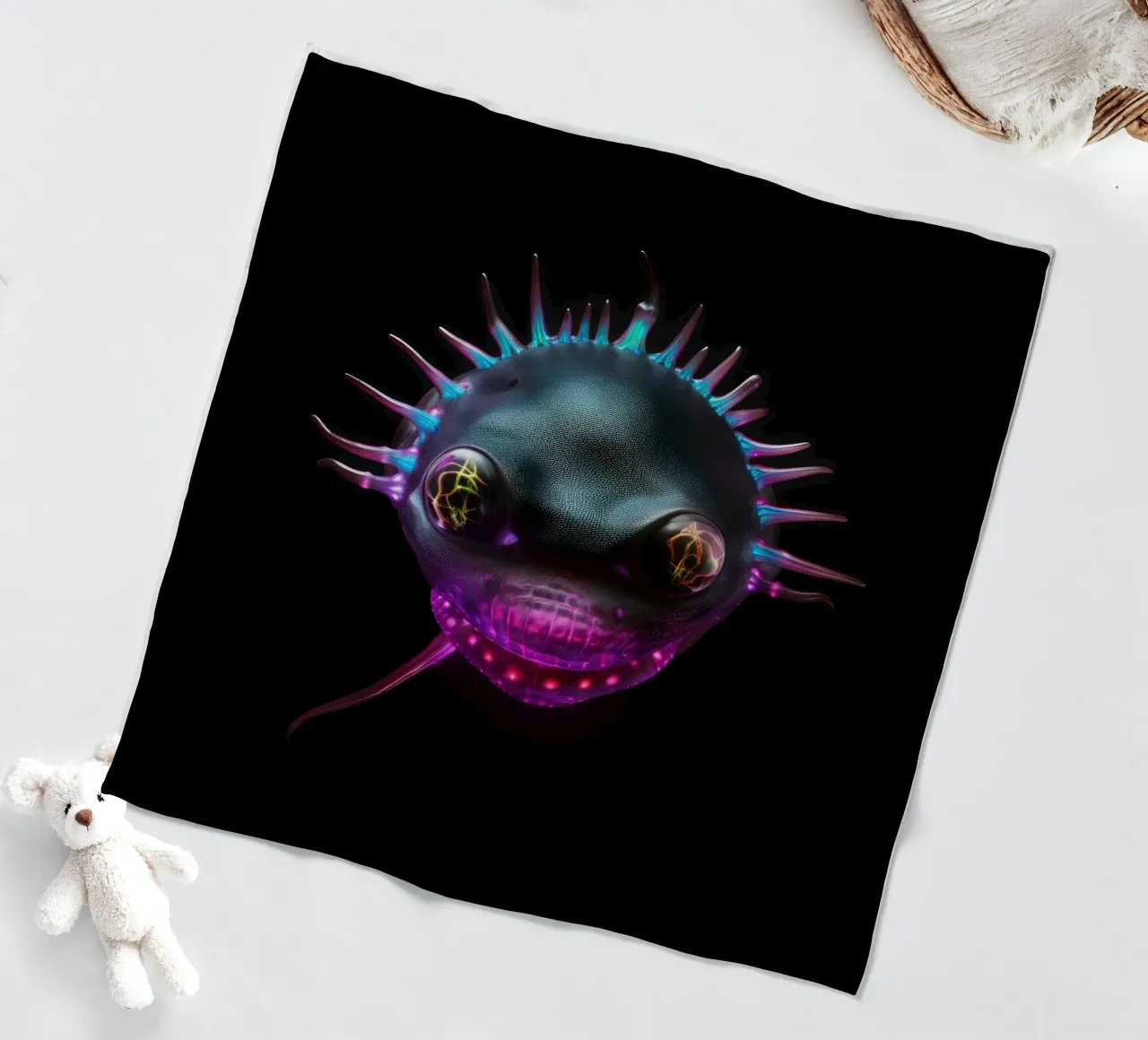 Axolotl luminoso al neon coperta in pile da Animal Portraits