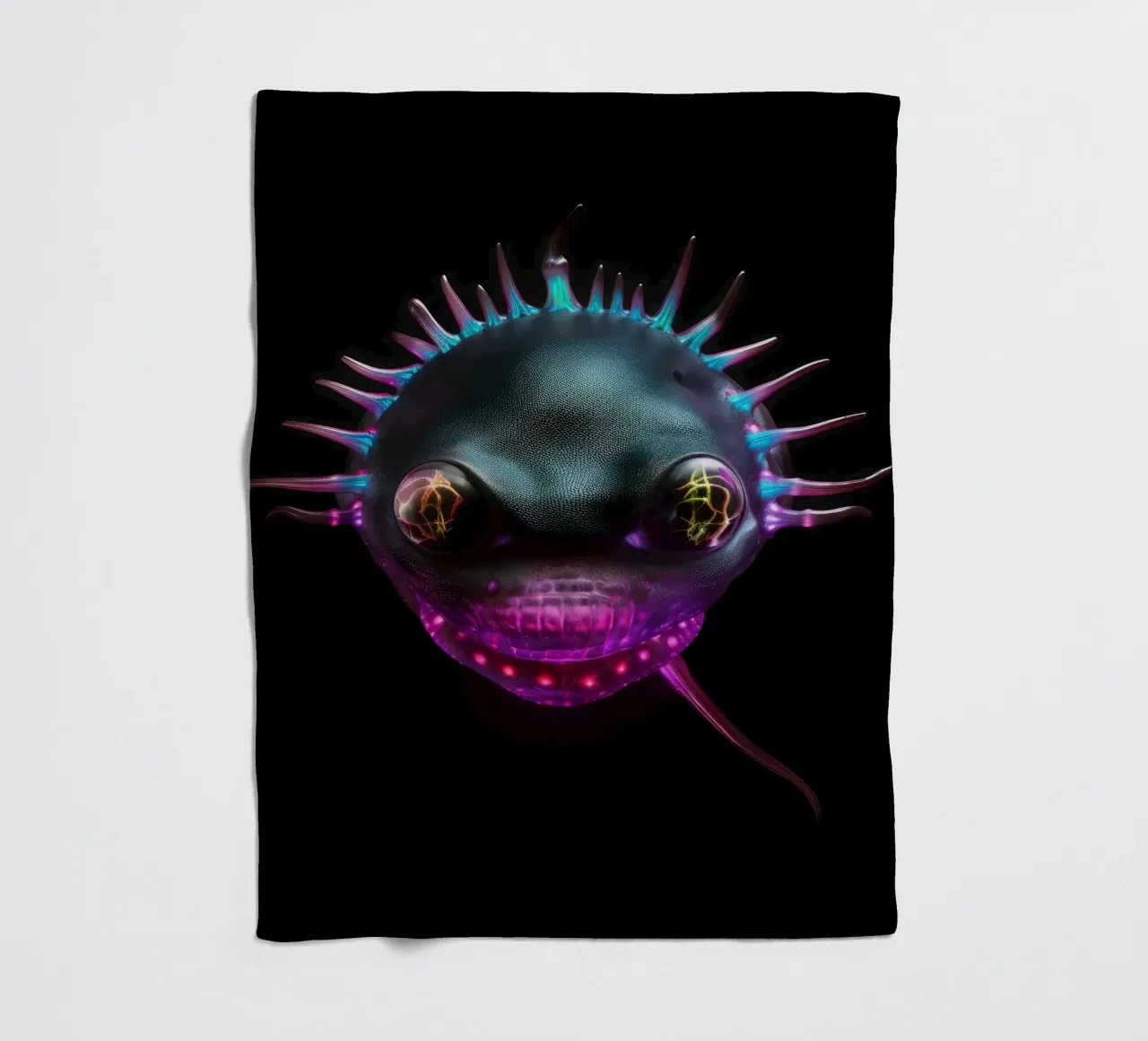 Axolotl luminoso al neon coperta in pile da Animal Portraits
