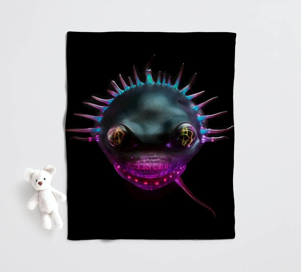 Axolotl luminoso al neon coperta in pile da Animal Portraits