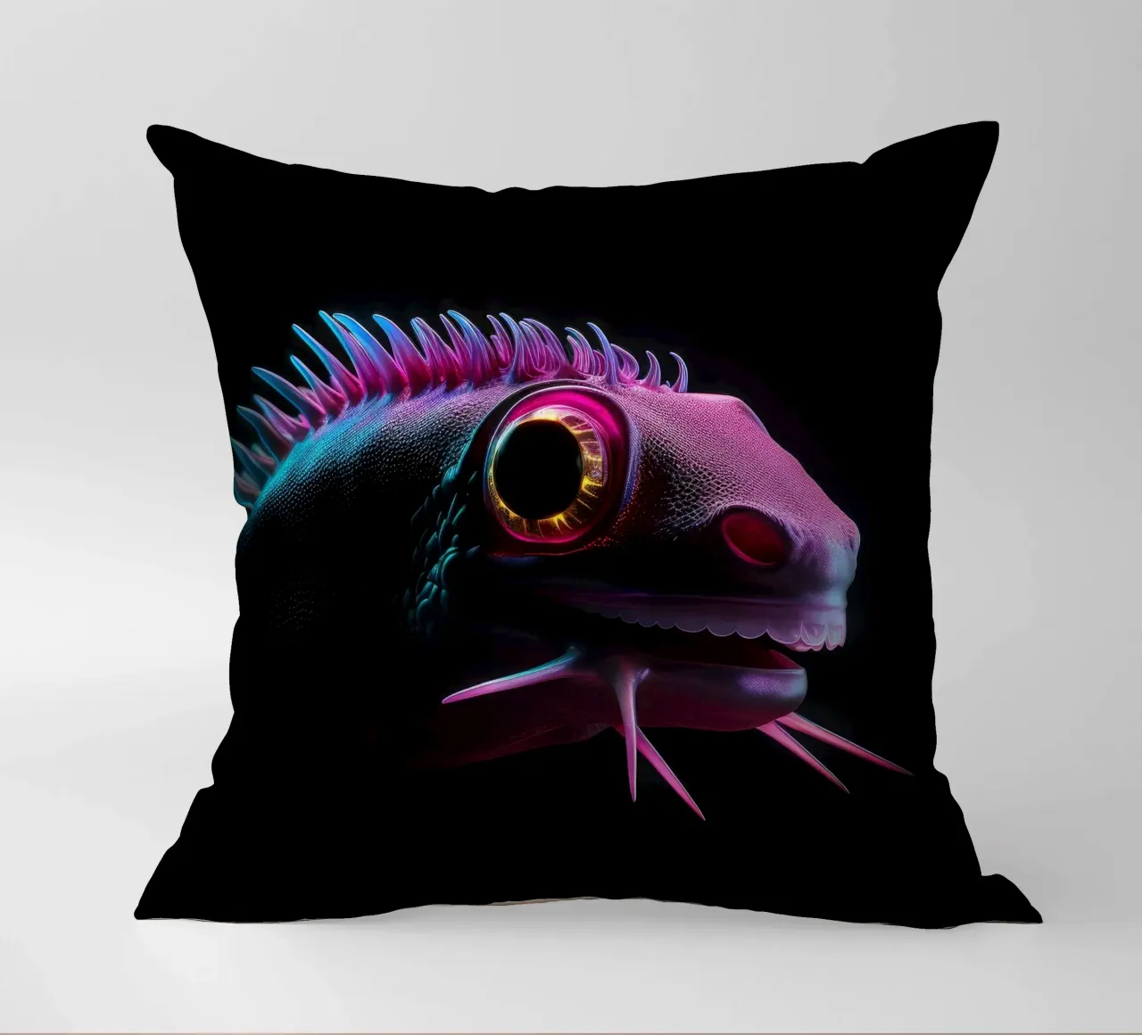 Axolotl luminoso al neon cuscino da Animal Portraits