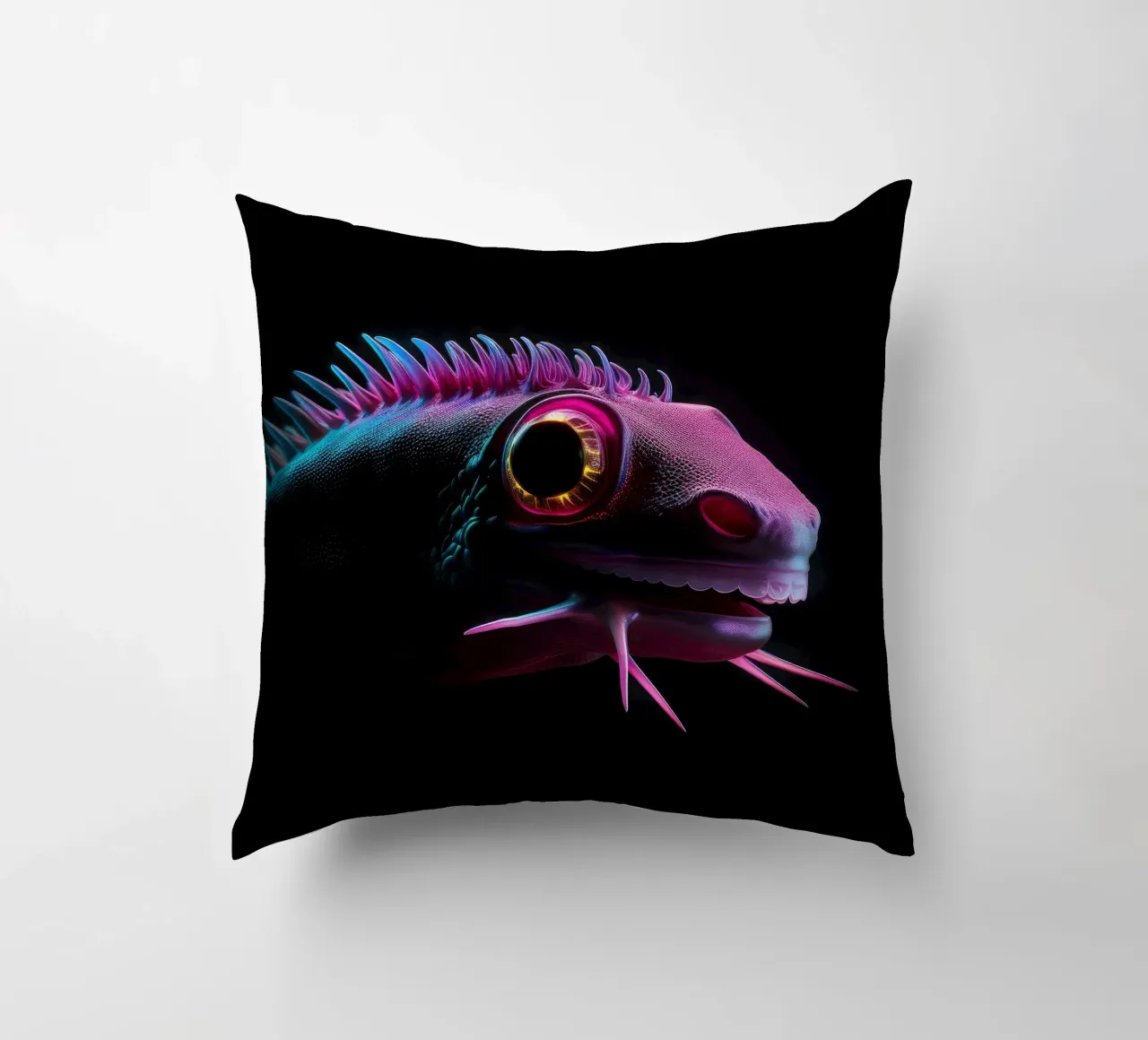 Axolotl luminoso al neon cuscino da Animal Portraits