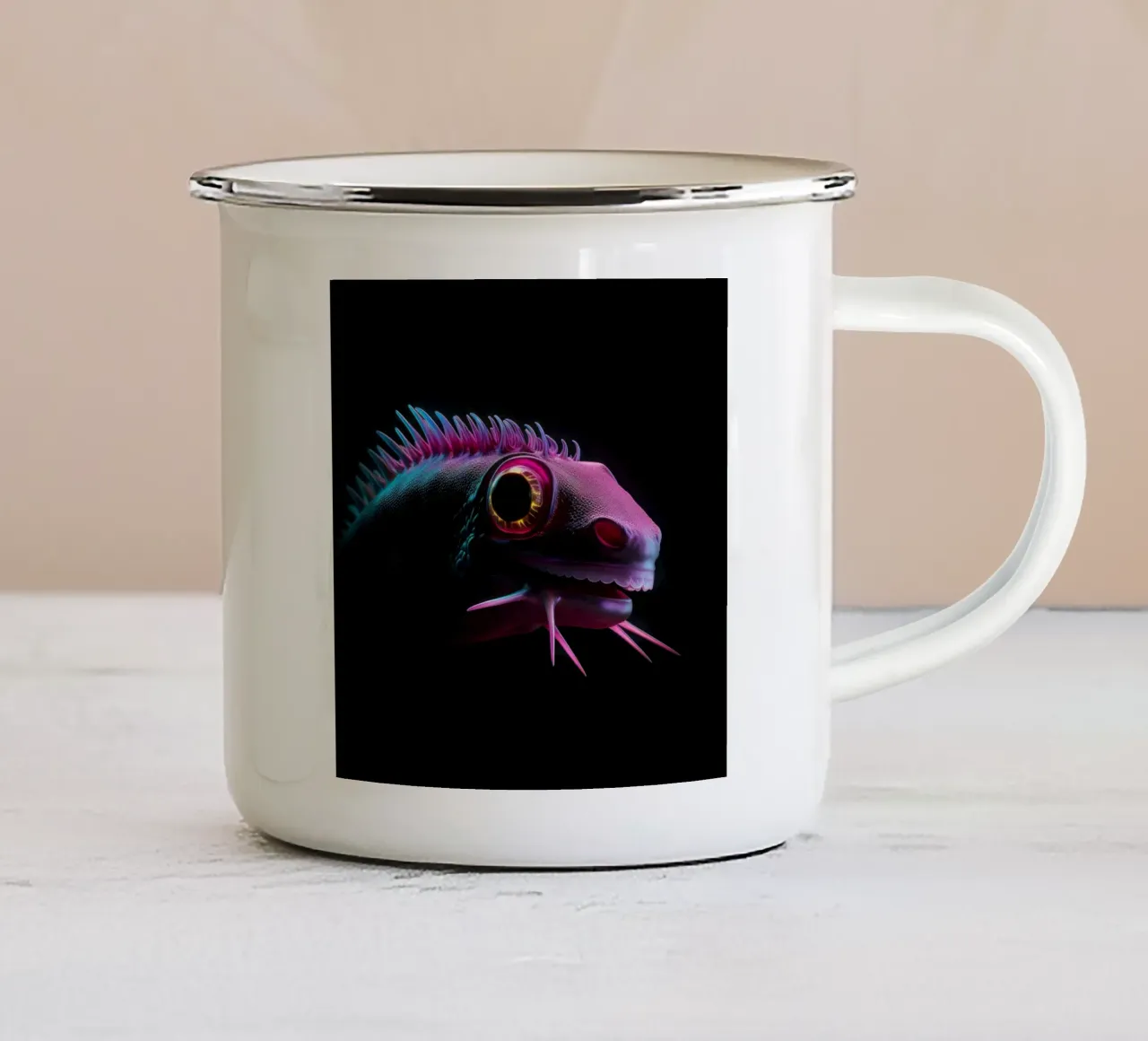 Axolotl luminoso al neon tazza in smalto da Animal Portraits
