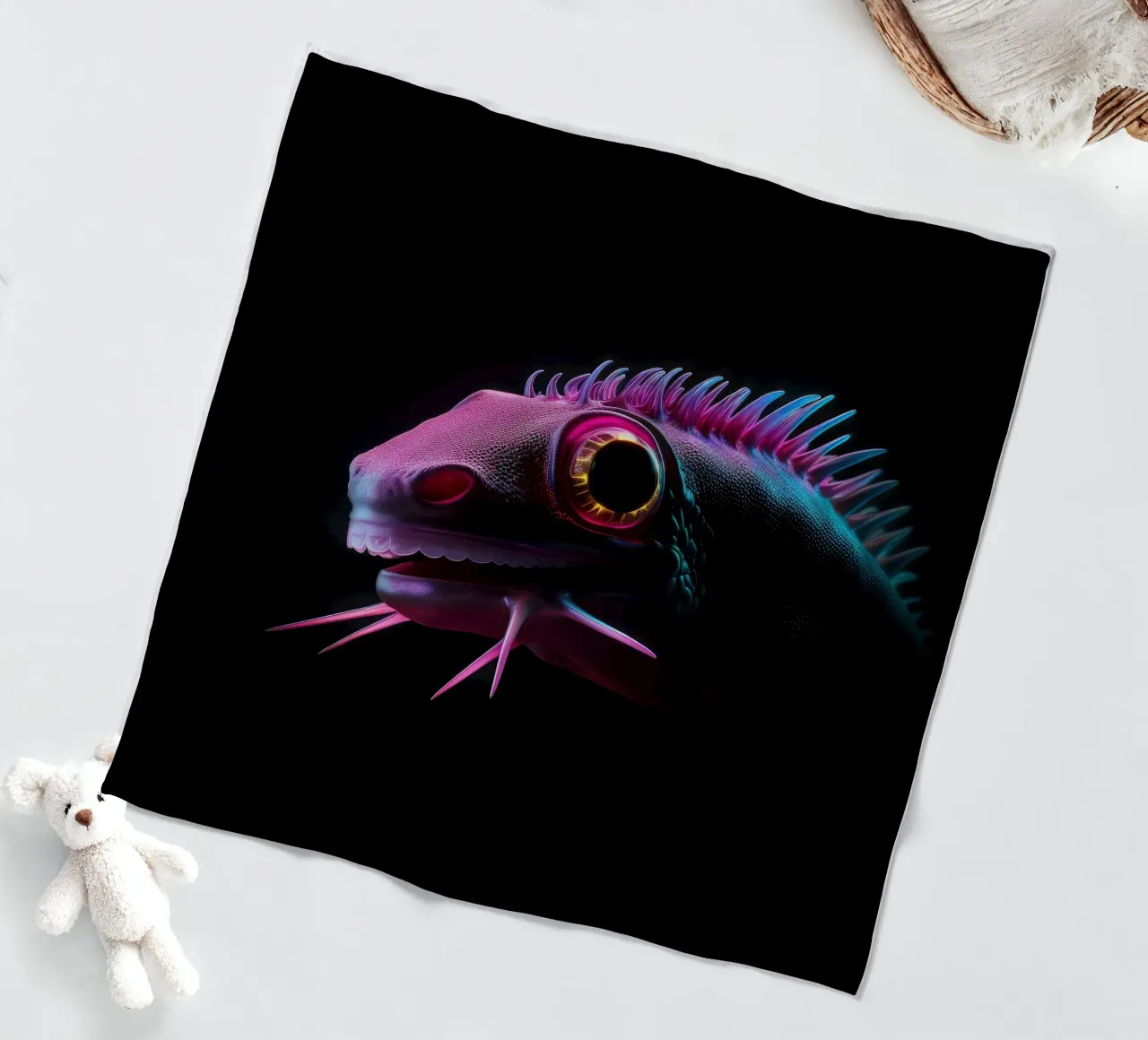 Axolotl luminoso al neon coperta in pile da Animal Portraits