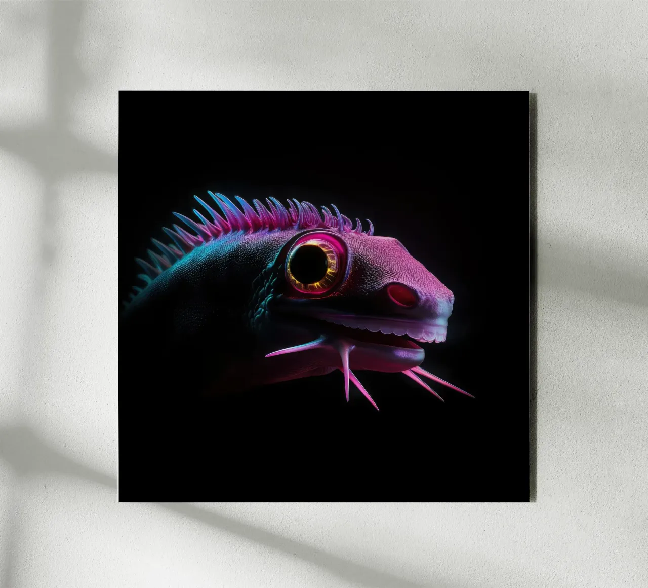 Neon Glowing Axolotl alu-dibond by Animal Portraits