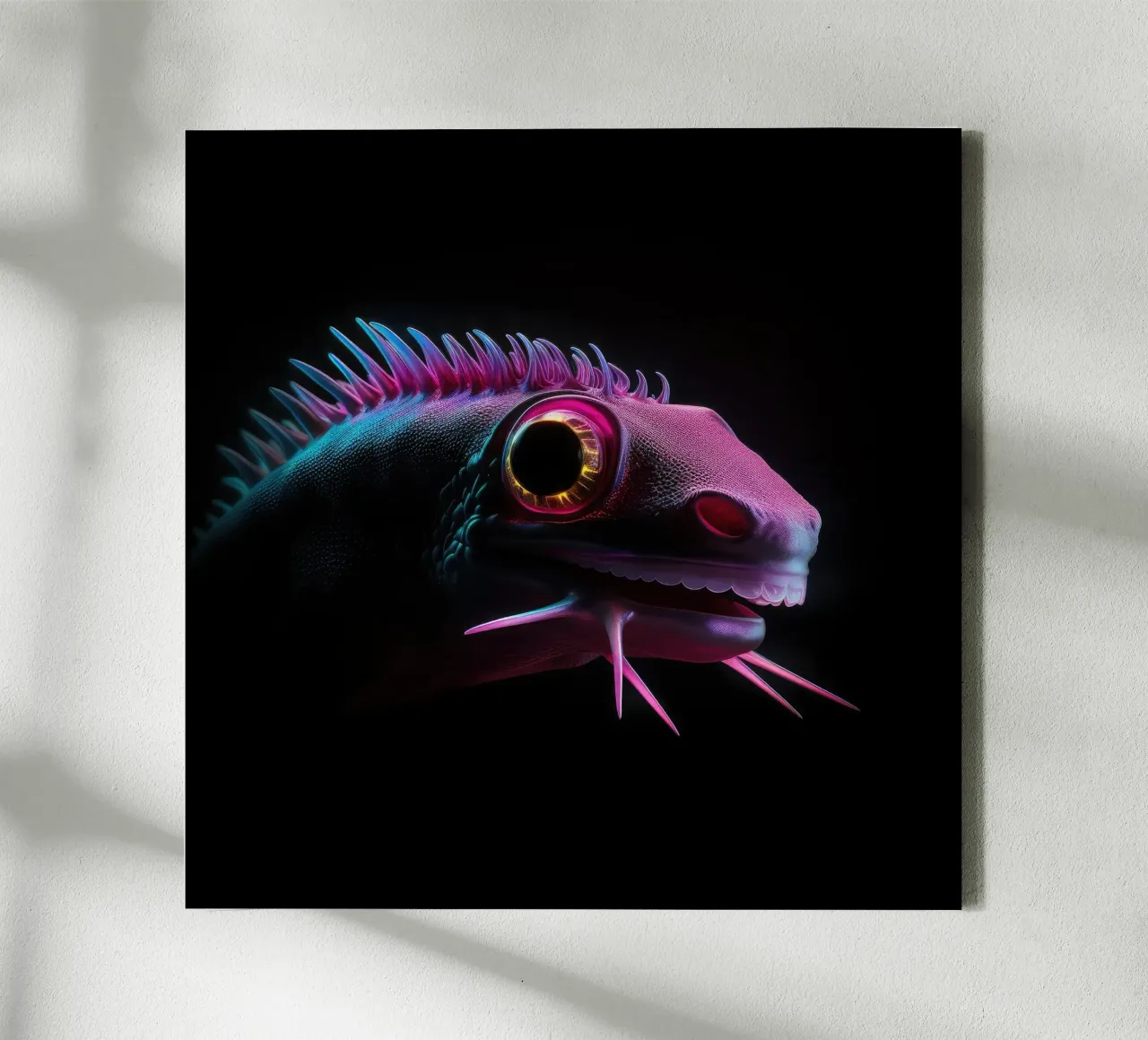 Neon Gloeiende Axolotl canvas met Baklijst van Animal Portraits
