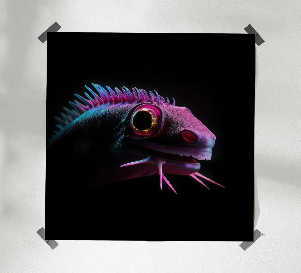 Axolotl luminoso al neon carta hahnemühle da Animal Portraits