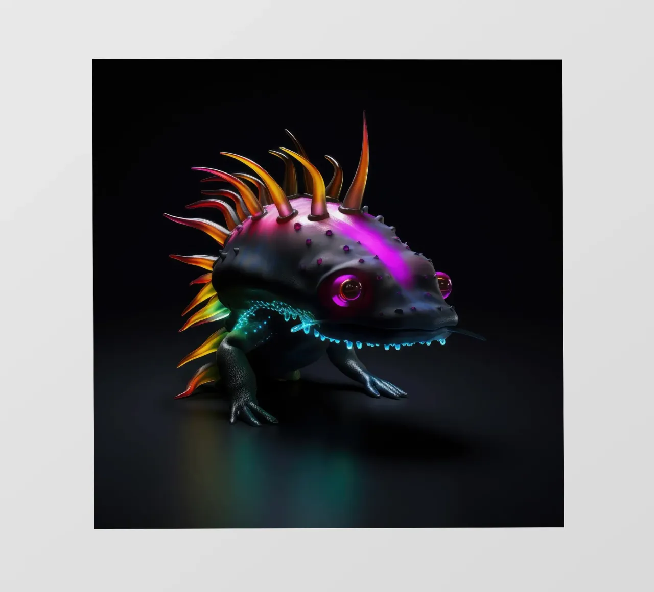 Axolotl luminoso al neon pellicola backlit da Animal Portraits