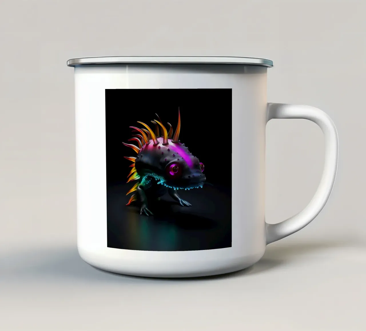 Axolotl luminoso al neon tazza in smalto da Animal Portraits