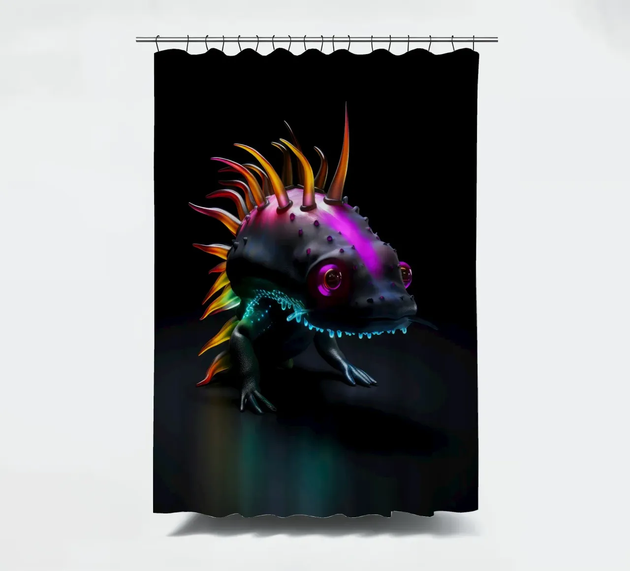 Neon Glowing Axolotl Duschvorhang von Animal Portraits