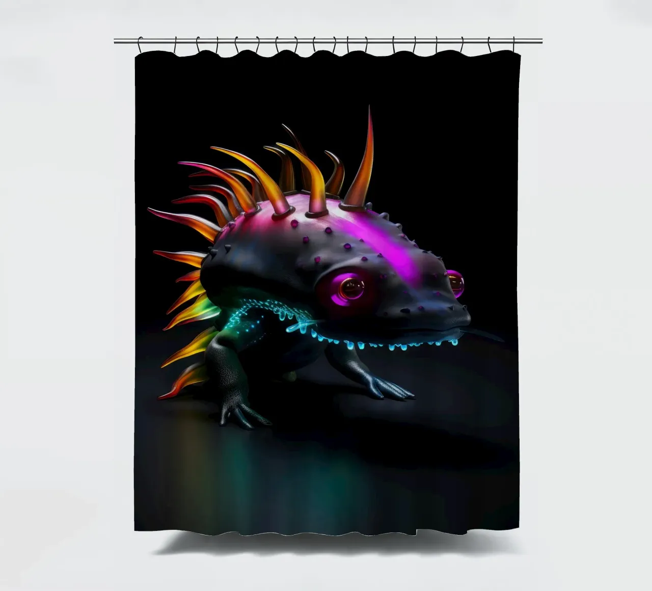 Neon Glowing Axolotl Duschvorhang von Animal Portraits