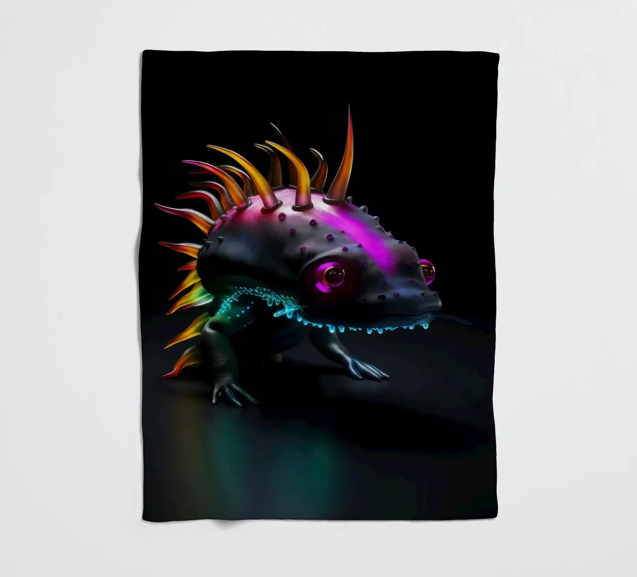 Axolotl luminoso al neon coperta in pile da Animal Portraits