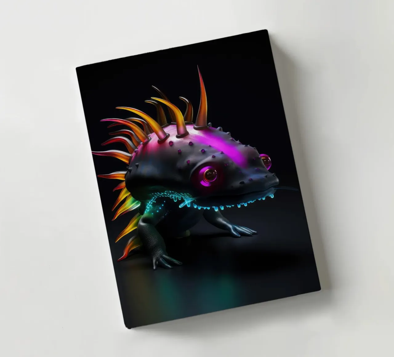 Neon Glowing Axolotl notebook by Animal Portraits