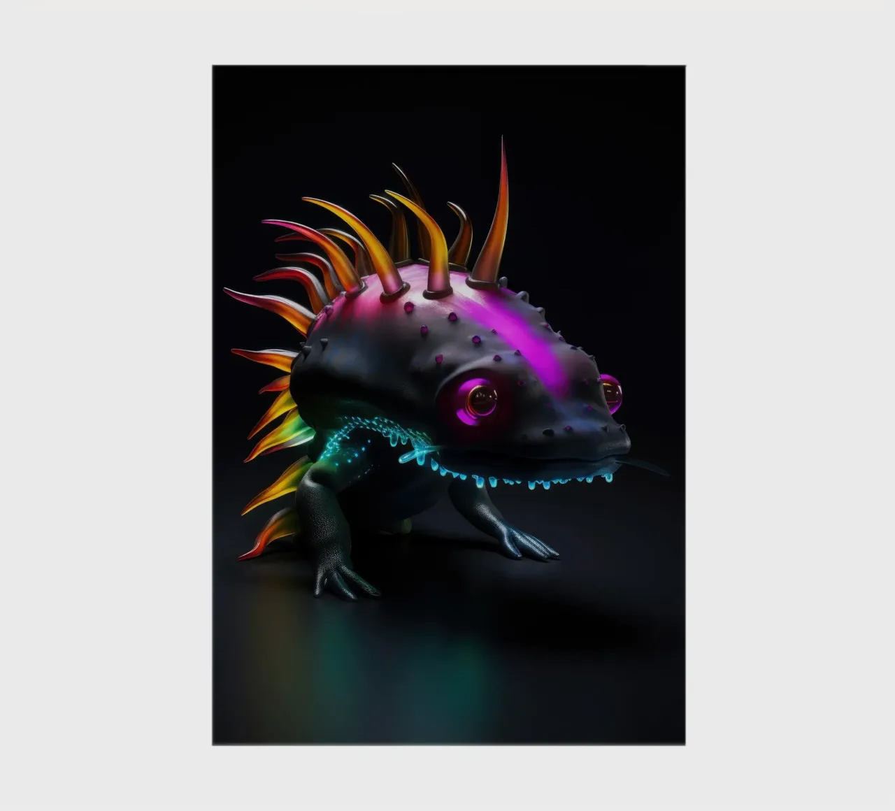 Neon Glowing Axolotl notebook by Animal Portraits