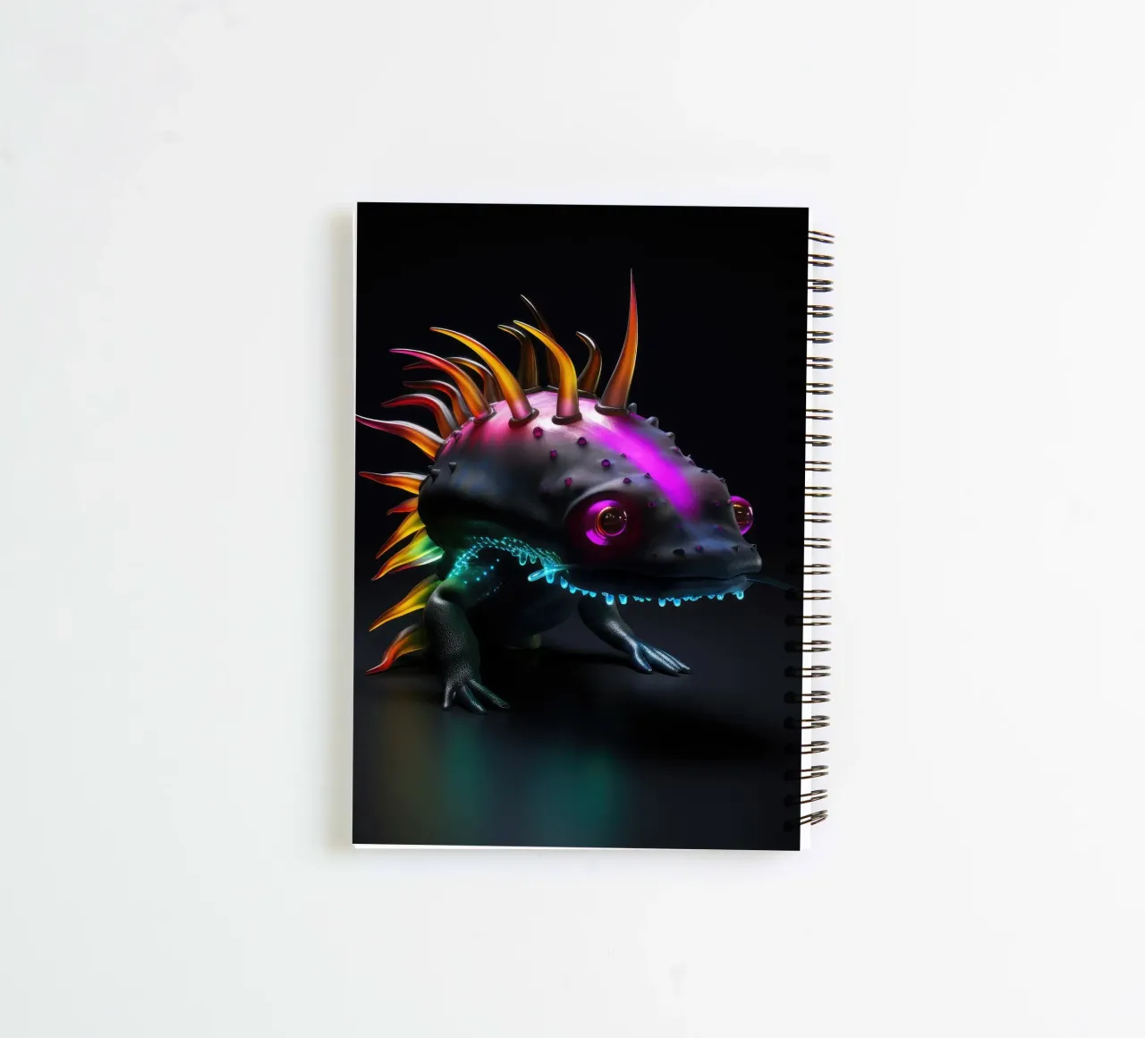 Neon Glowing Axolotl spiral notebook by Animal Portraits
