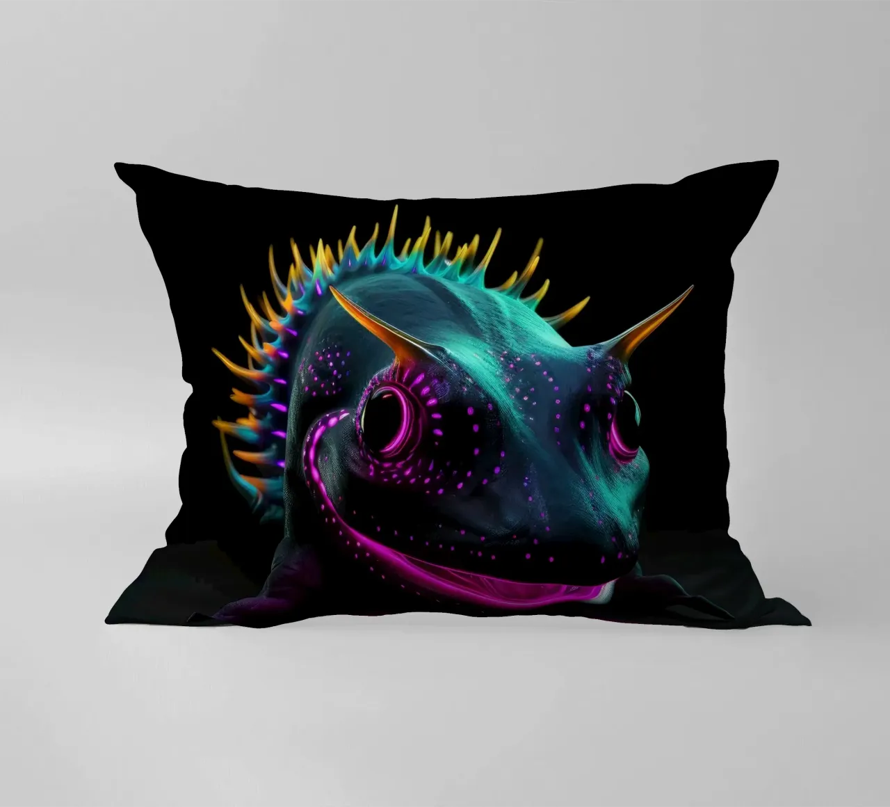 Axolotl luminoso al neon cuscino da Animal Portraits