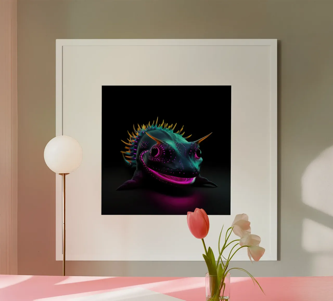 Axolotl luminoso al neon carta hahnemühle da Animal Portraits
