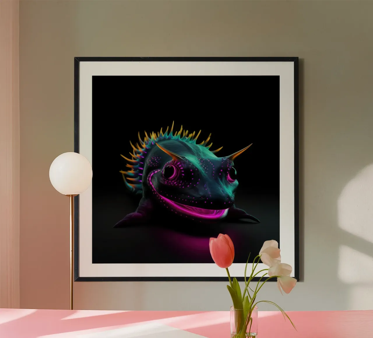 Axolotl luminoso al neon carta hahnemühle da Animal Portraits