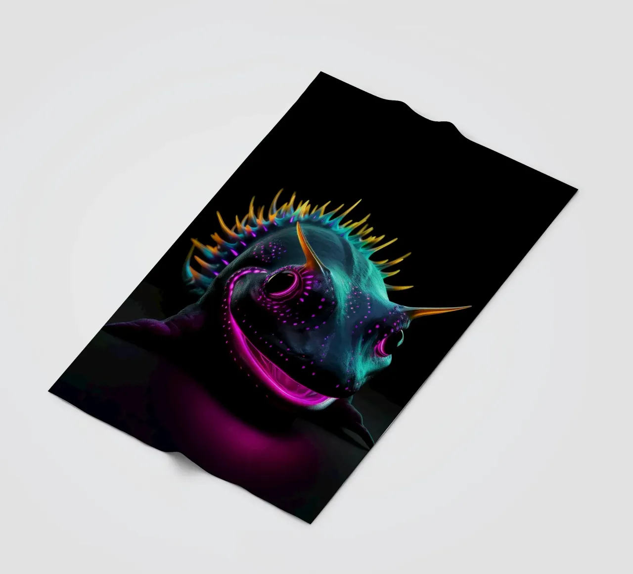 Neon Glowing Axolotl fleece blanket by Animal Portraits