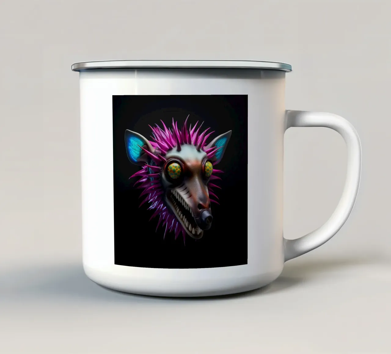 Neon incandescente Aye-aye tazza in smalto da Animal Portraits