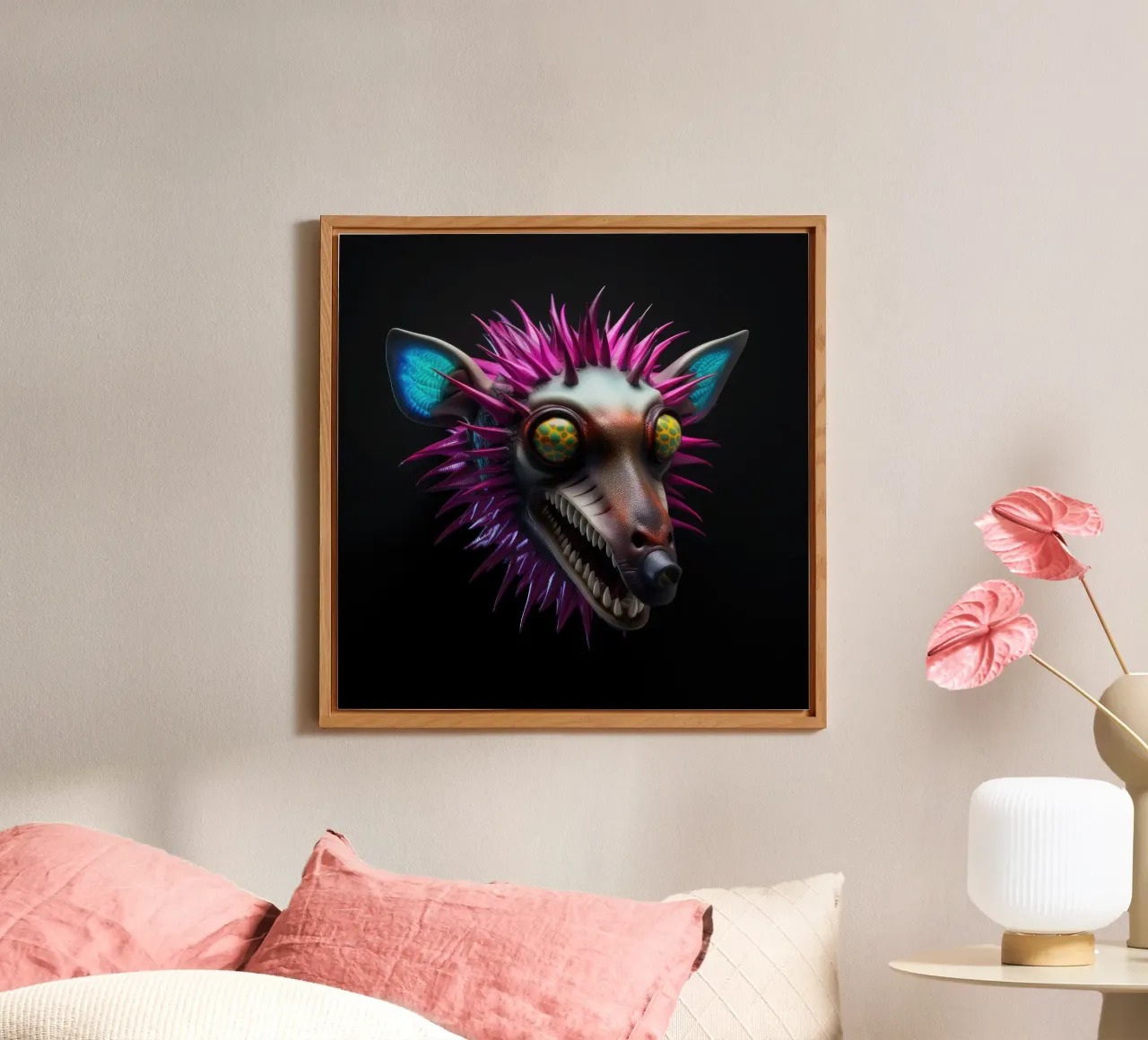 Neon incandescente Aye-aye alluminio dibond da Animal Portraits