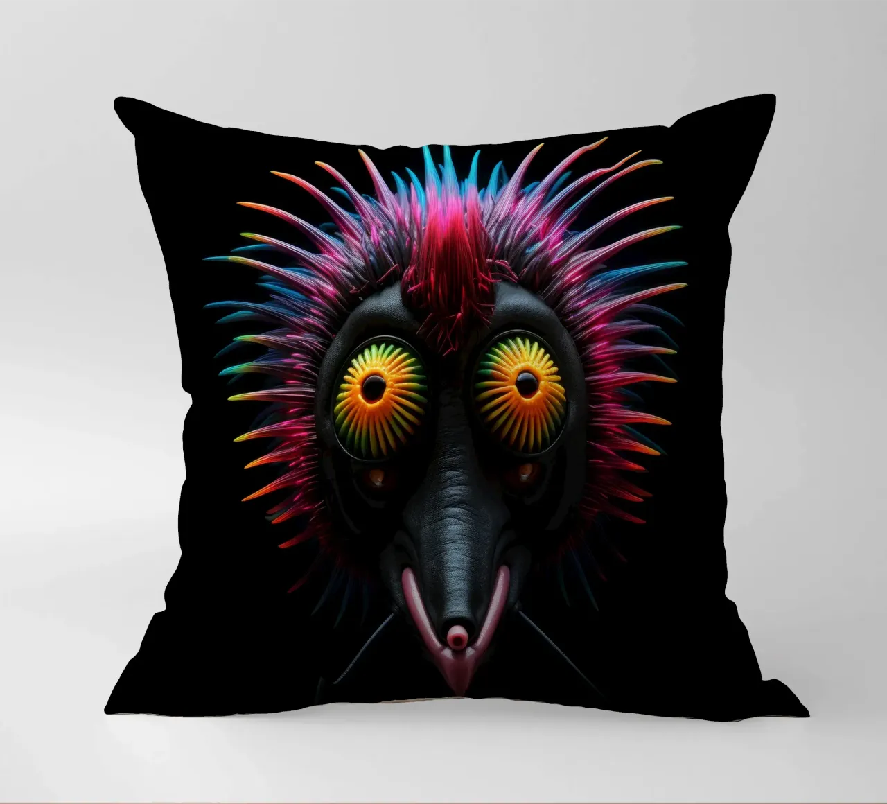 Neon incandescente Aye-aye cuscino da Animal Portraits