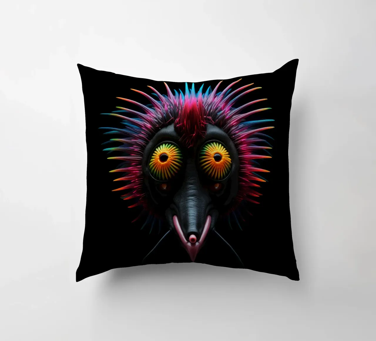 Neon incandescente Aye-aye cuscino da Animal Portraits