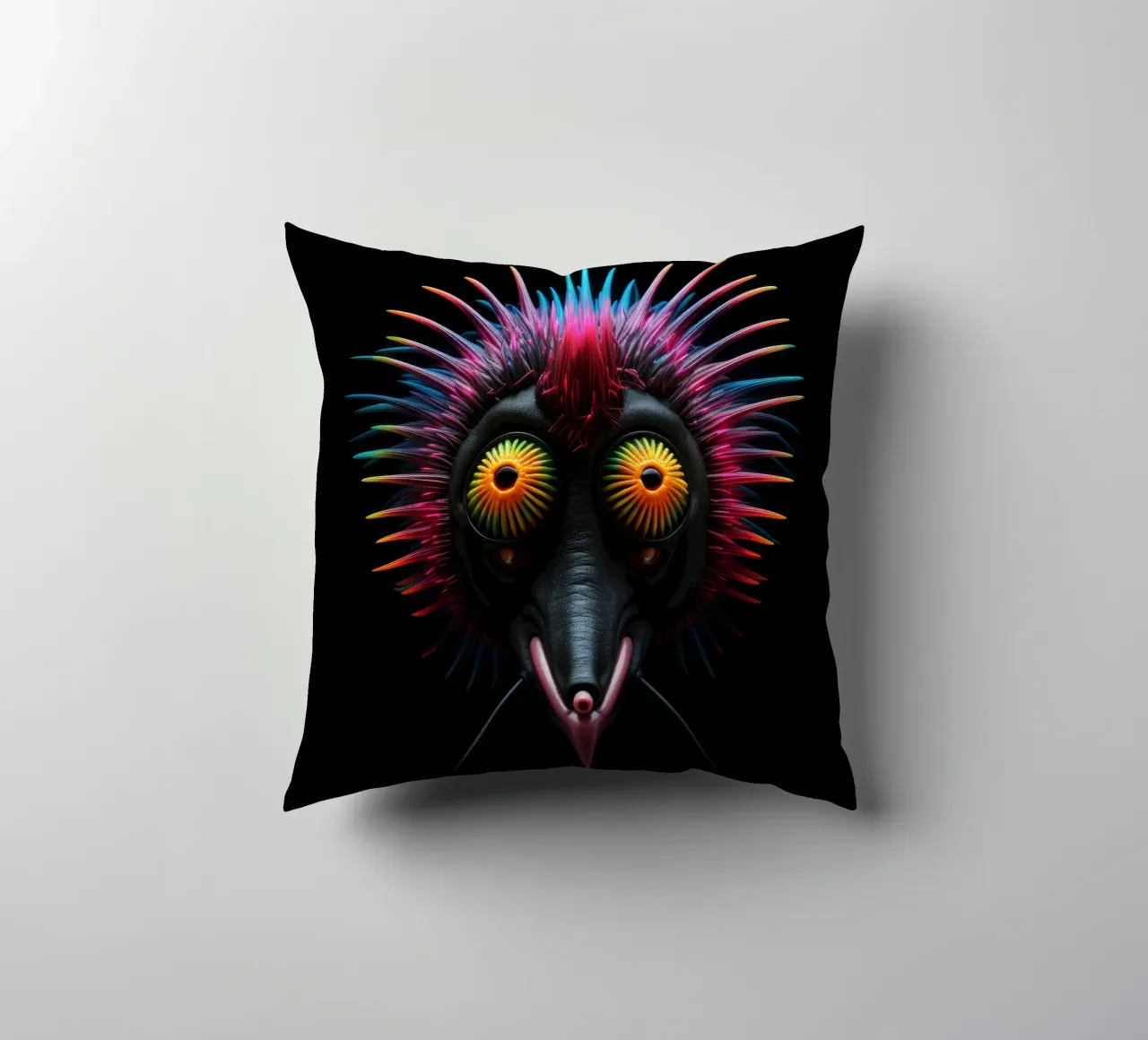 Neon incandescente Aye-aye cuscino da Animal Portraits