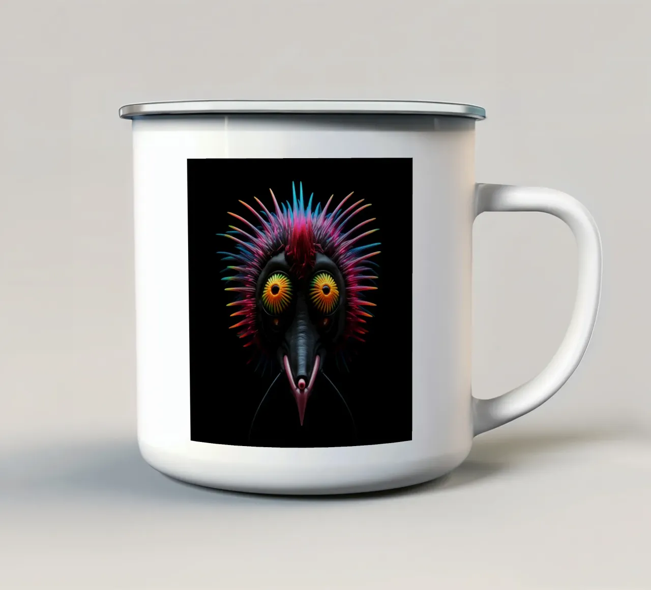 Neon incandescente Aye-aye tazza in smalto da Animal Portraits