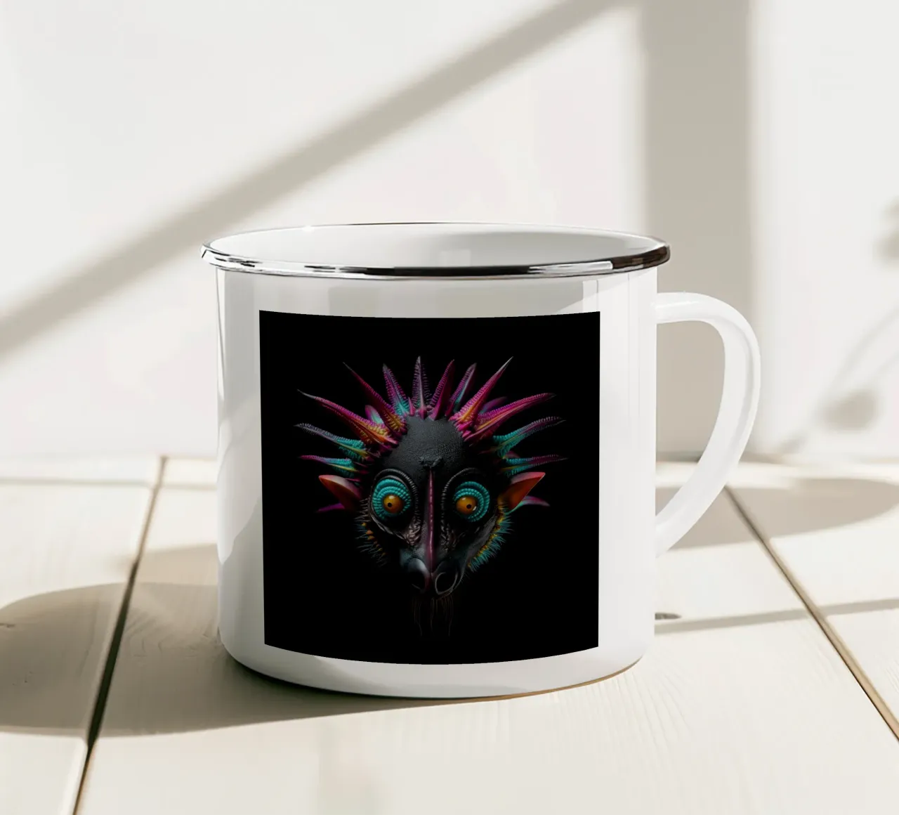 Neon incandescente Aye-aye tazza in smalto da Animal Portraits
