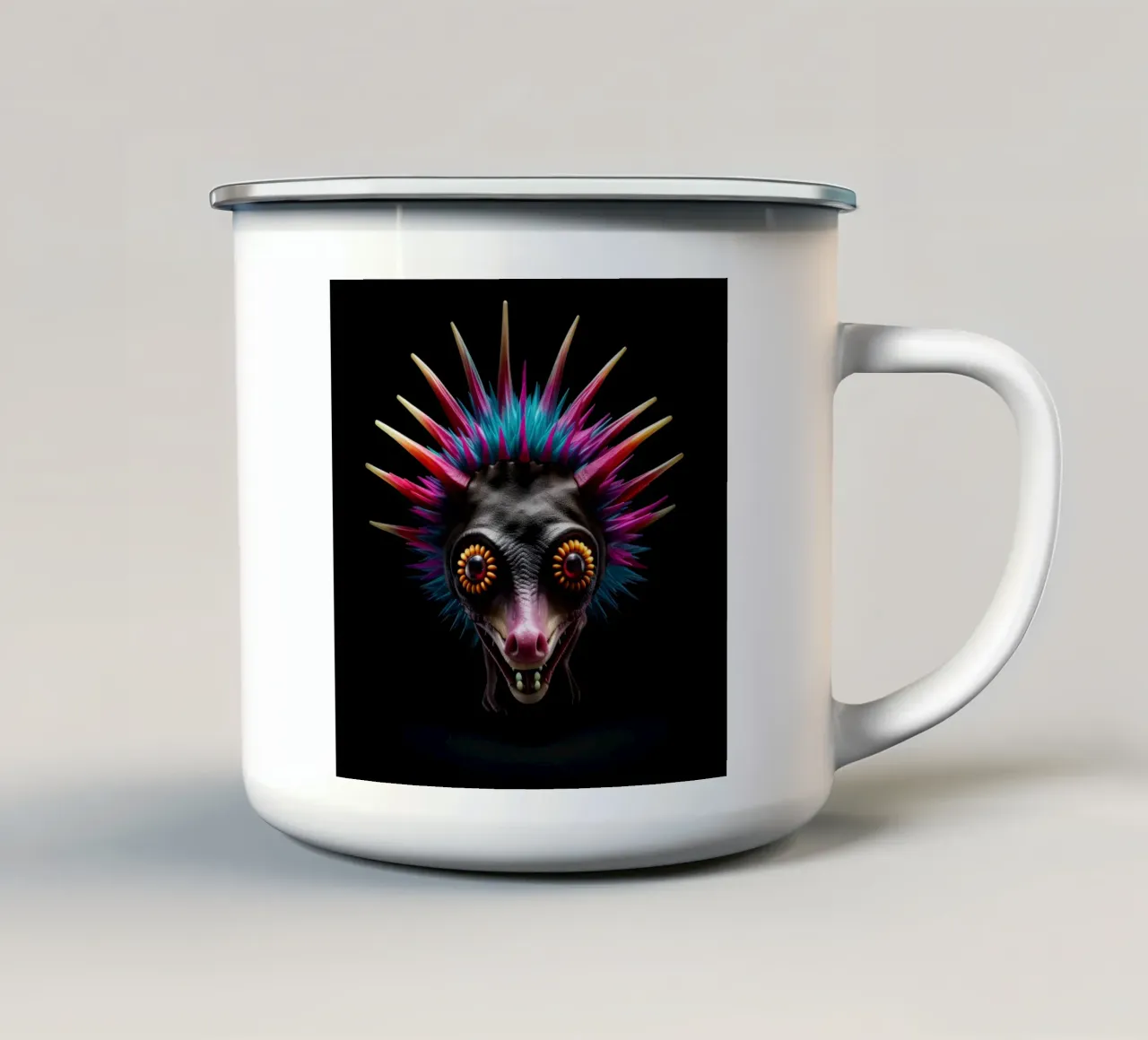 Neon incandescente Aye-aye tazza in smalto da Animal Portraits