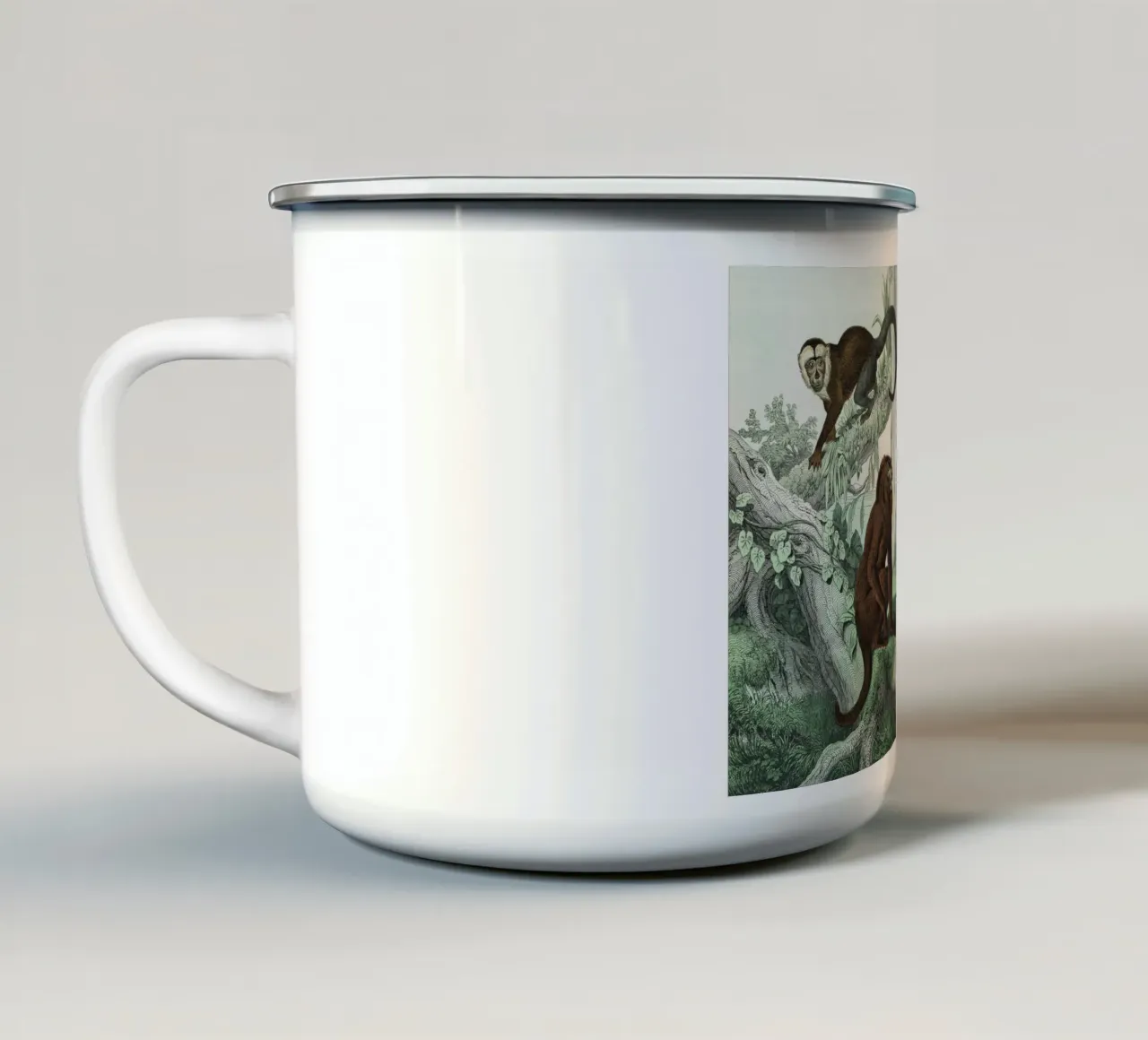 Vintage Schubert 2 Affen 3 tazza in smalto da Vintage Print Collection