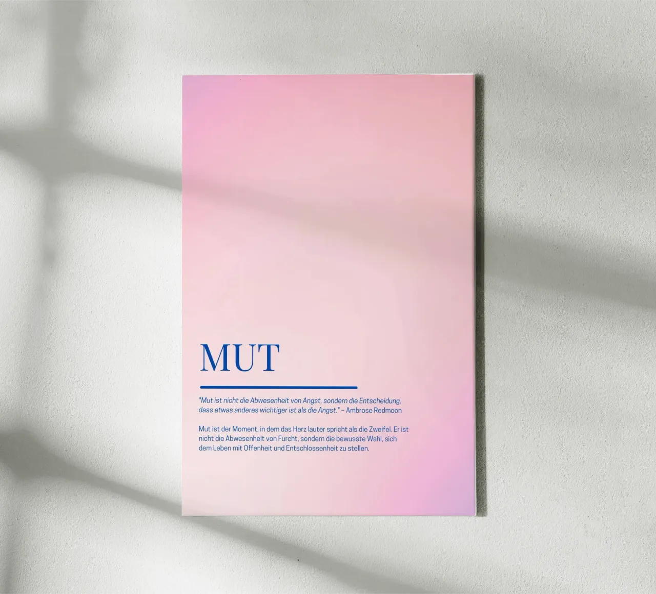 Achtsamkeits-Poster „Mut“ – Stärke beginnt in dir tela con Cornice a cassetta da Grünkraftwerk