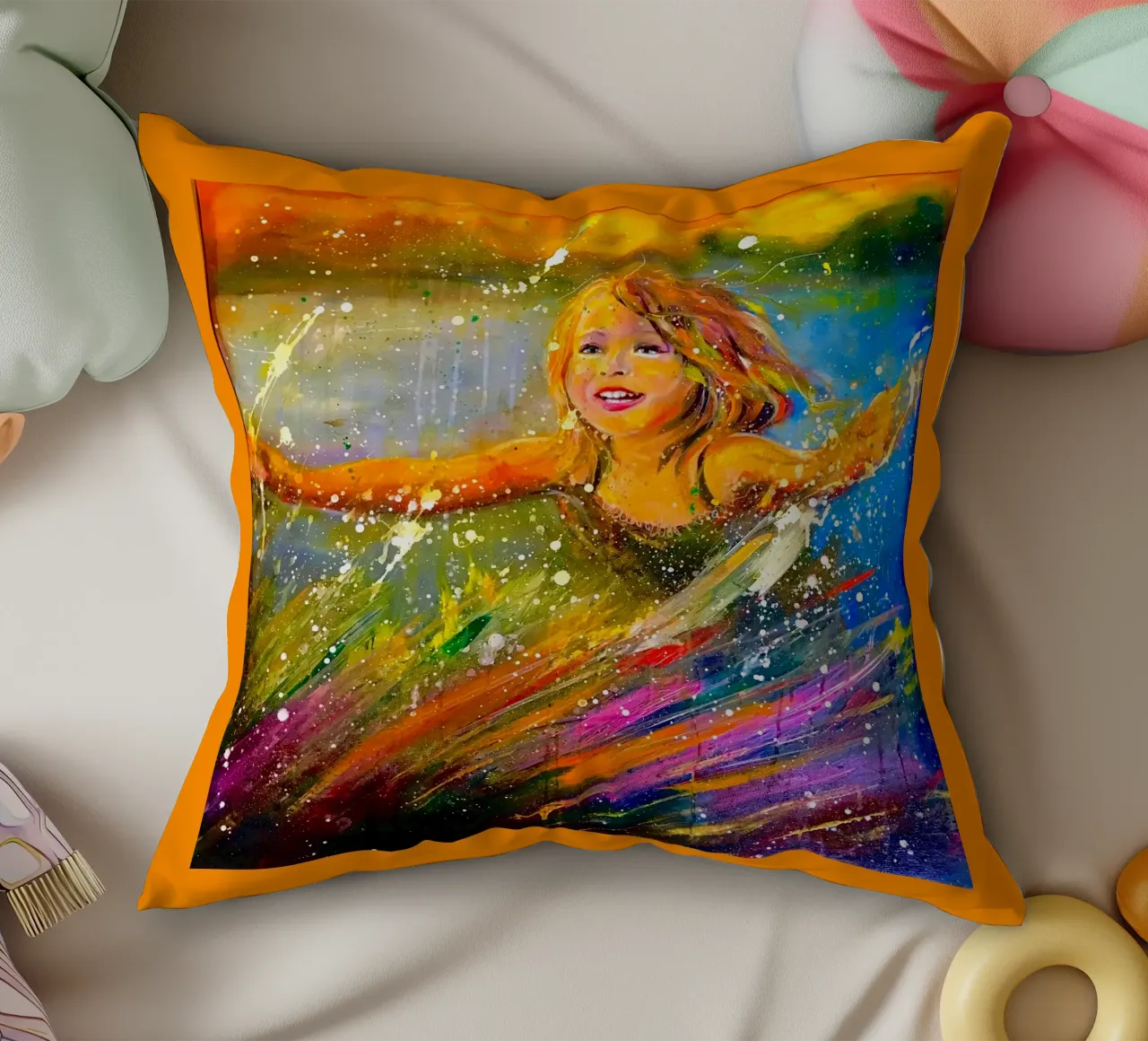 Farben des Glücks cuscino da Happy 😃 Art 🎨 by Christine Schnoell