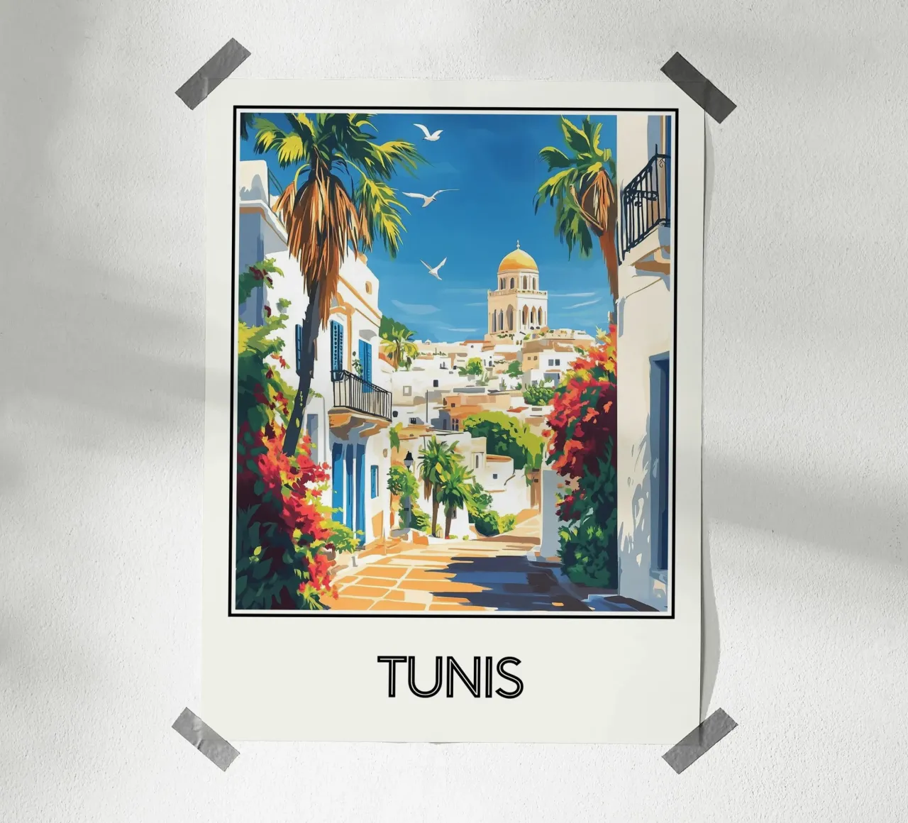 Tunisi poster con telaio in legno da Frame the World