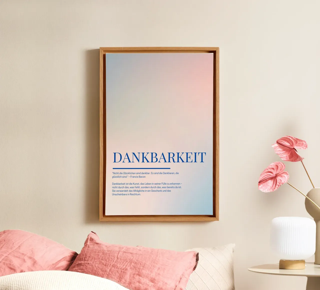 Achtsamkeits-Poster „Dankbarkeit“ – Die Kunst, das Leben wer tela con Cornice a cassetta da Grünkraftwerk