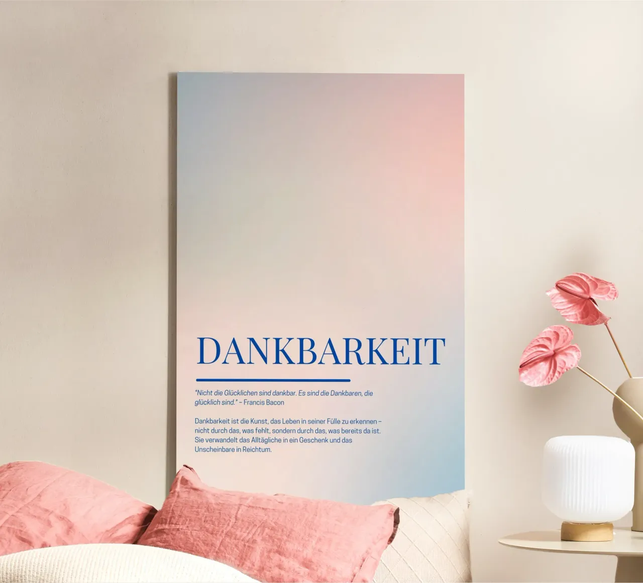 Achtsamkeits-Poster „Dankbarkeit“ – Die Kunst, das Leben wer tela con Cornice a cassetta da Grünkraftwerk