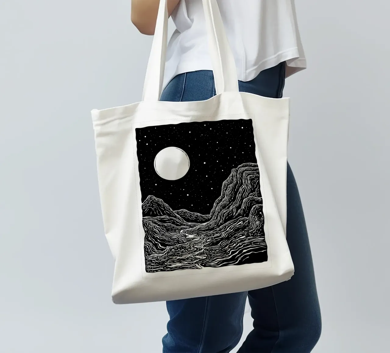 Moonlit Path borsa in juta da Indigo Rain