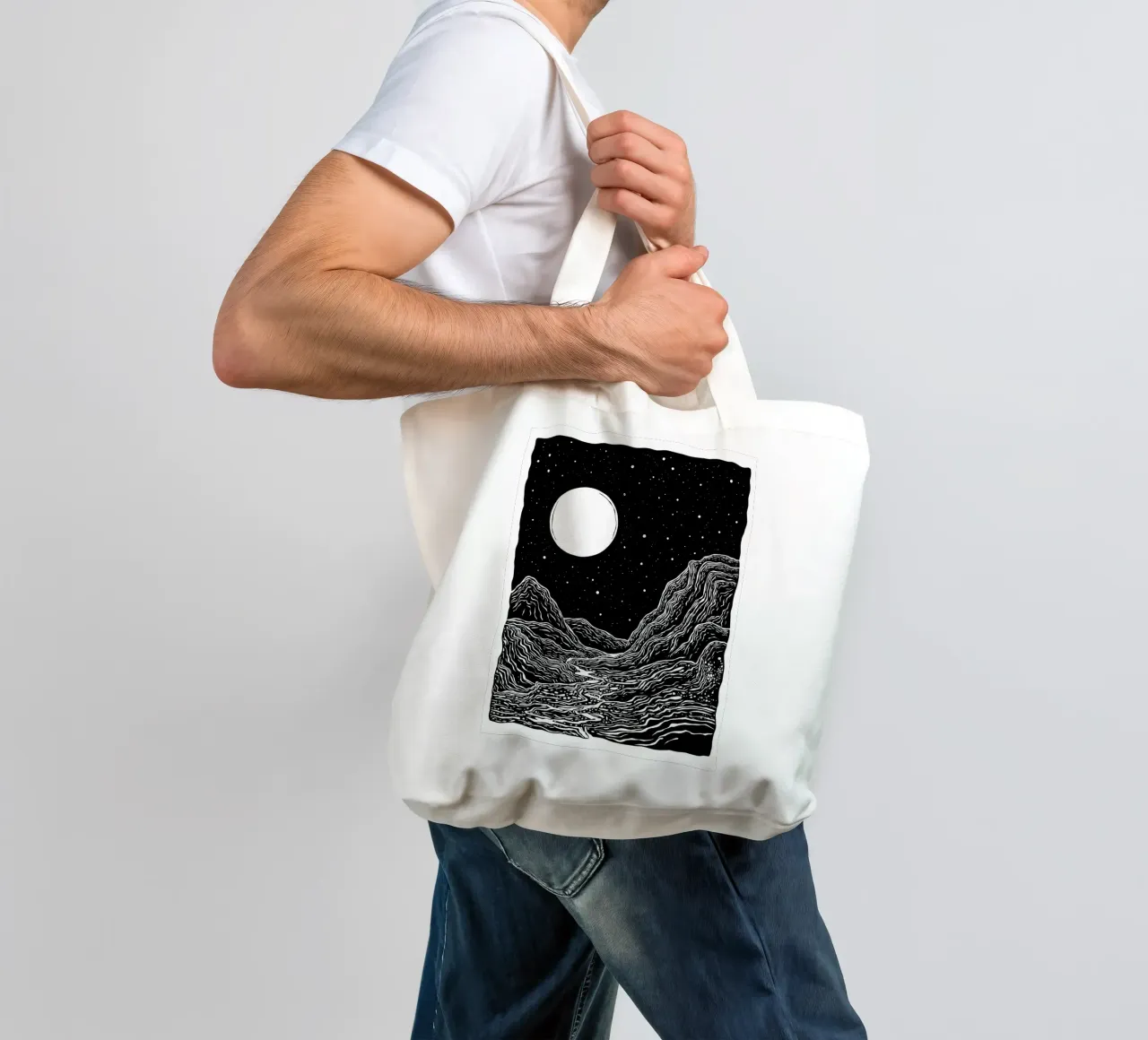 Moonlit Path borsa in juta da Indigo Rain