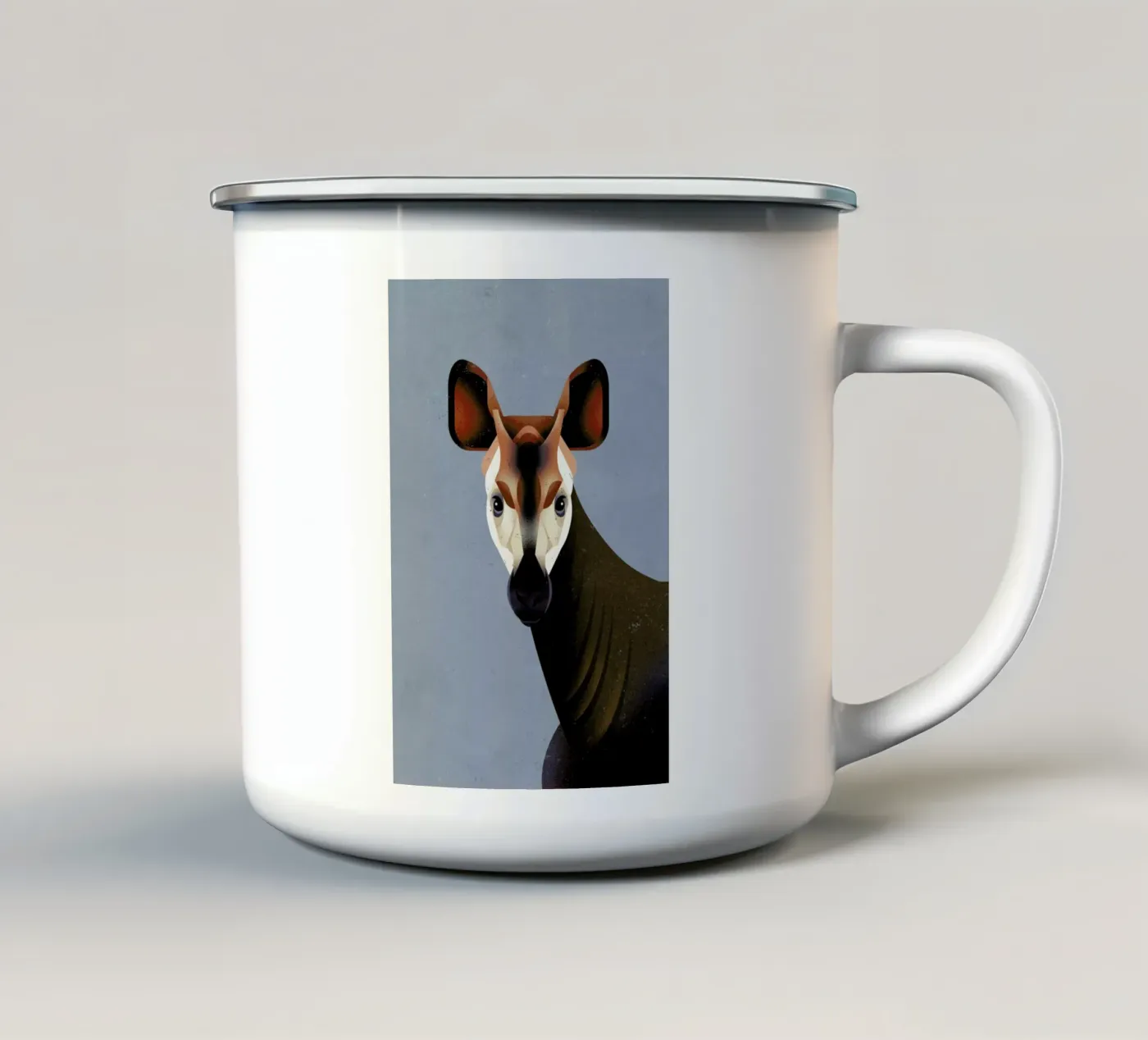 Okapi enamel mug by Dieter Braun