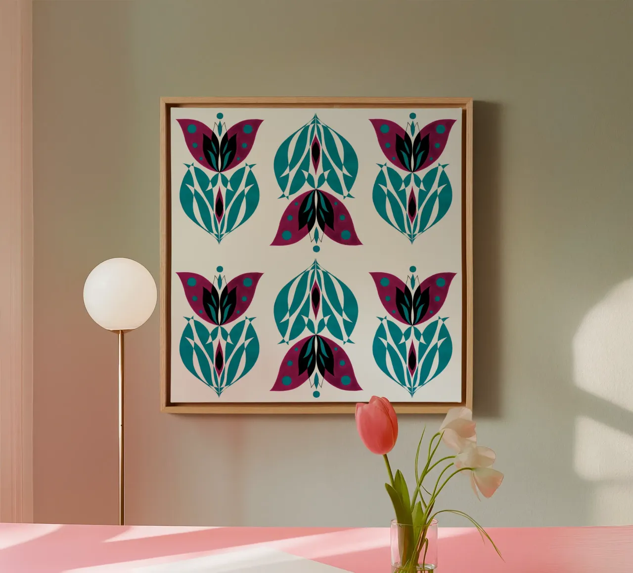 Bloei maart bloem (paars) canvas met Baklijst van Pintilina