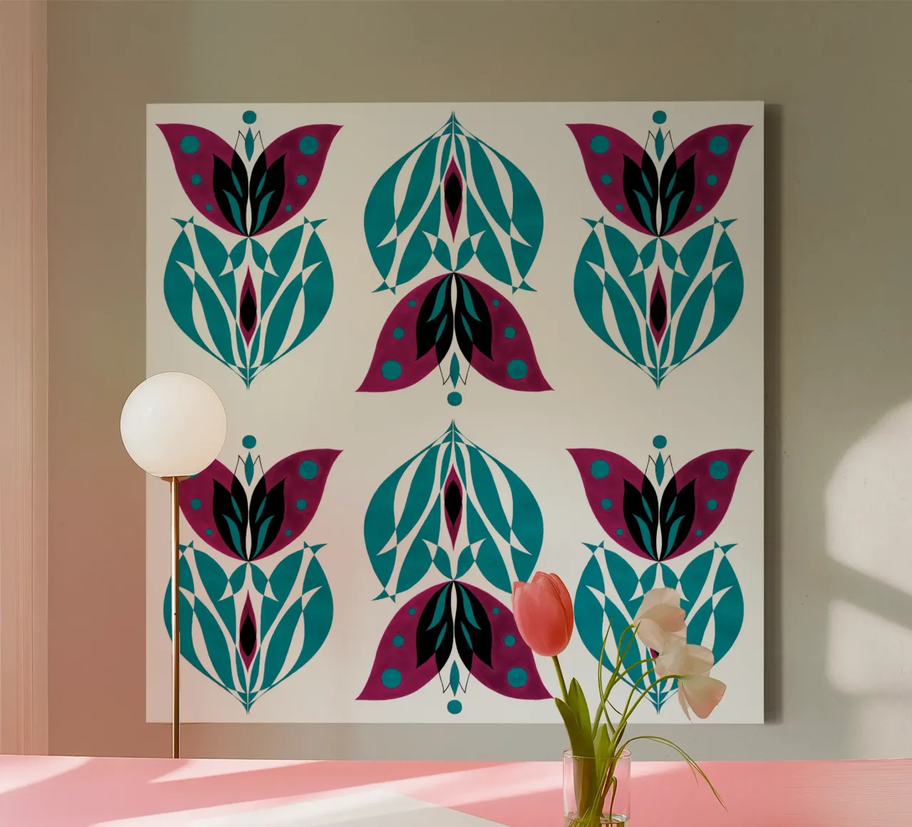 Bloei maart bloem (paars) canvas met Baklijst van Pintilina