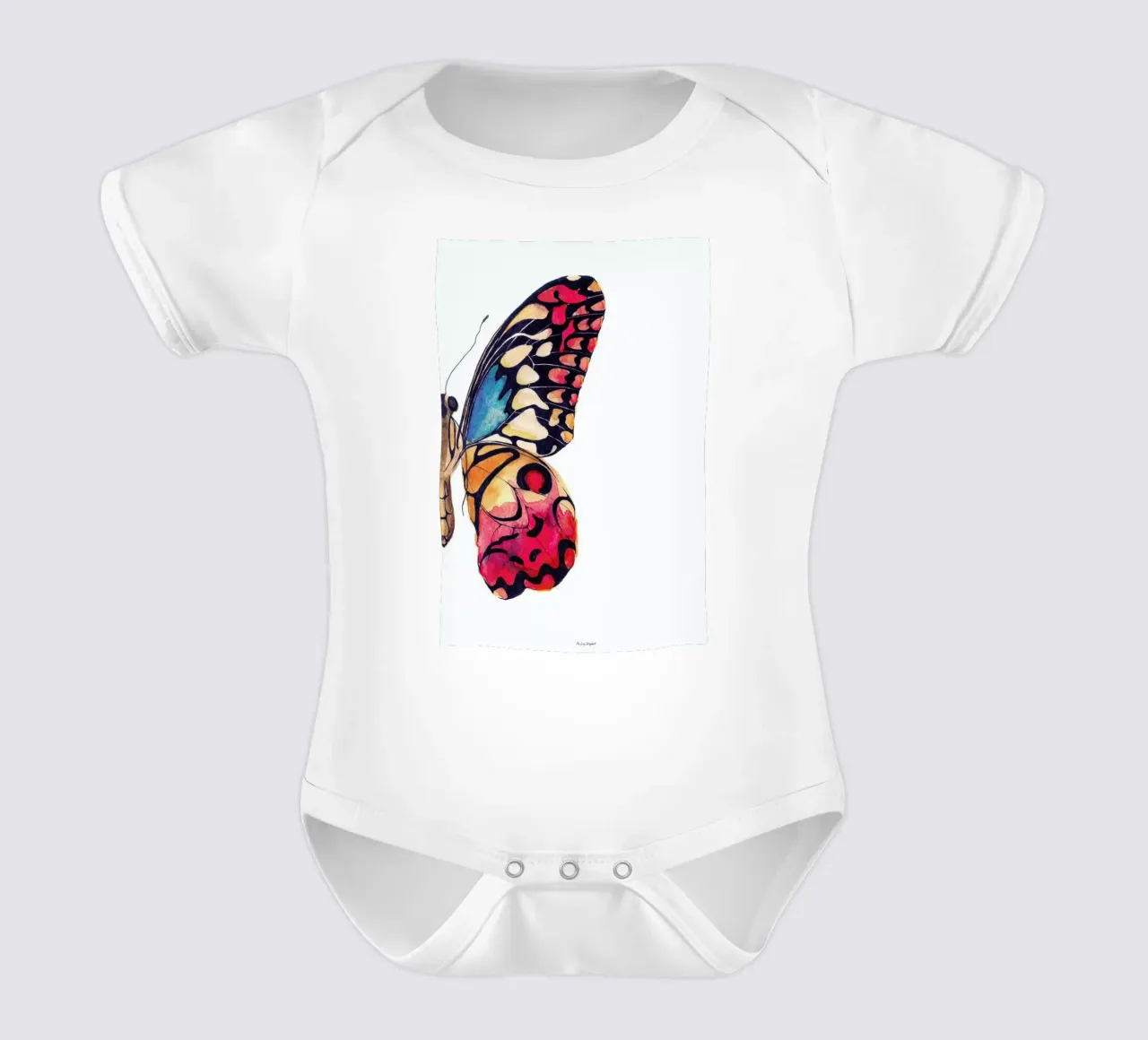 Butterfly Right short-sleeve baby romper by Mie Frey Damgaard