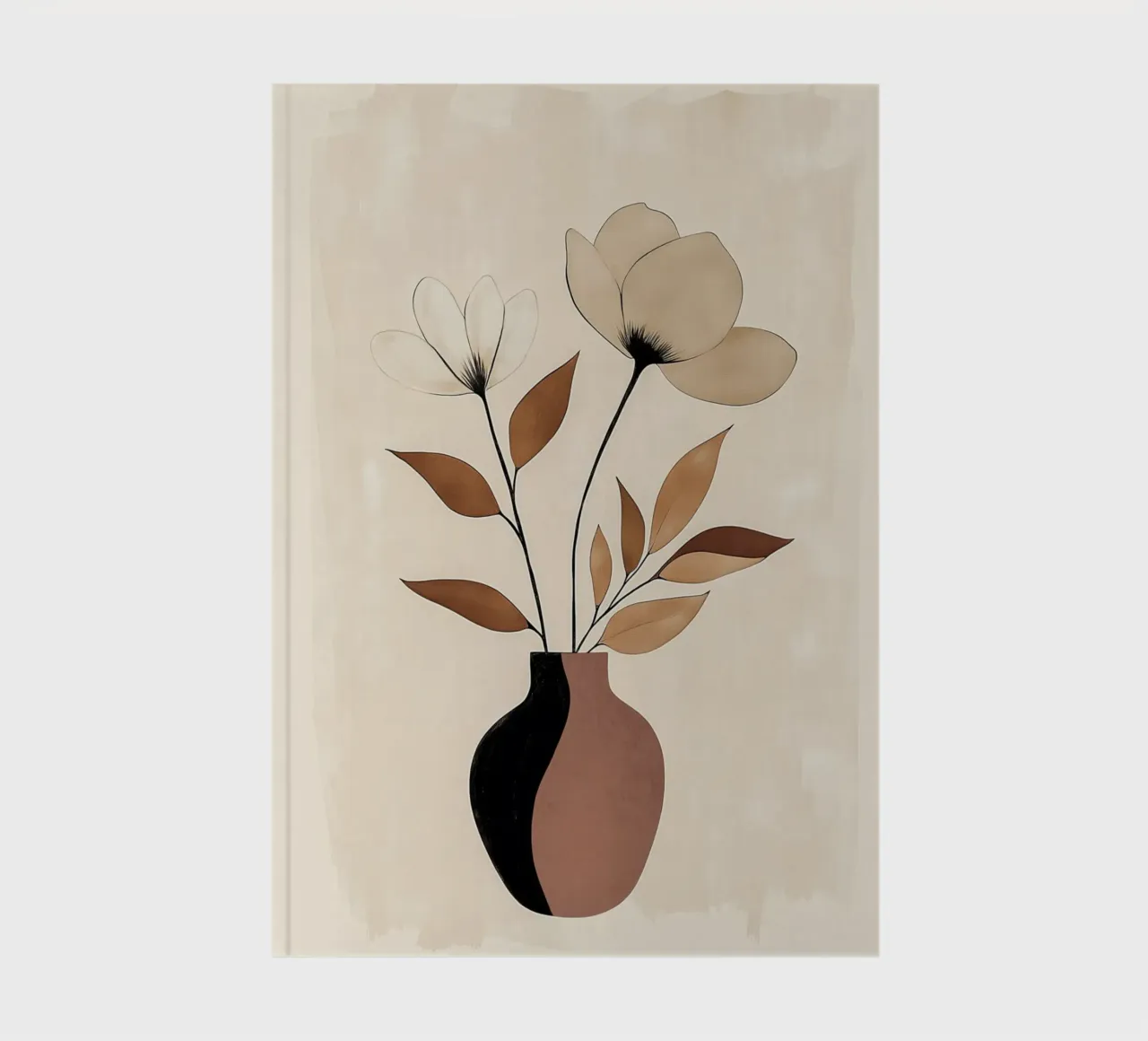 Beige floral artwork with vase notebook by Carinaprint