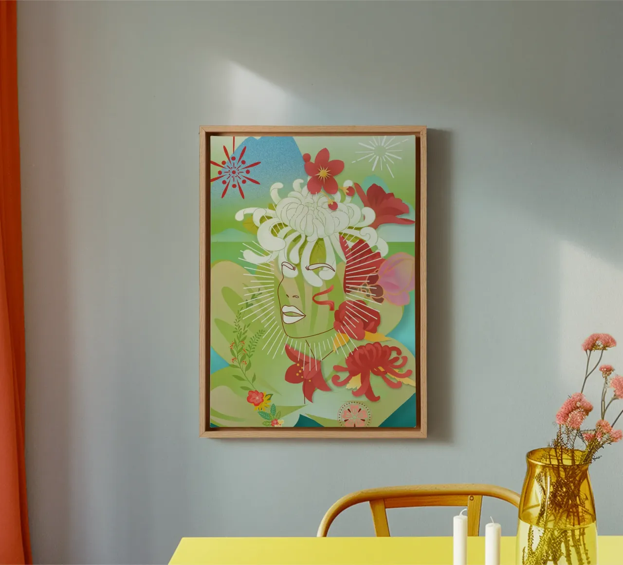 Testa di fiore tela con Cornice a cassetta da Studio Tikao