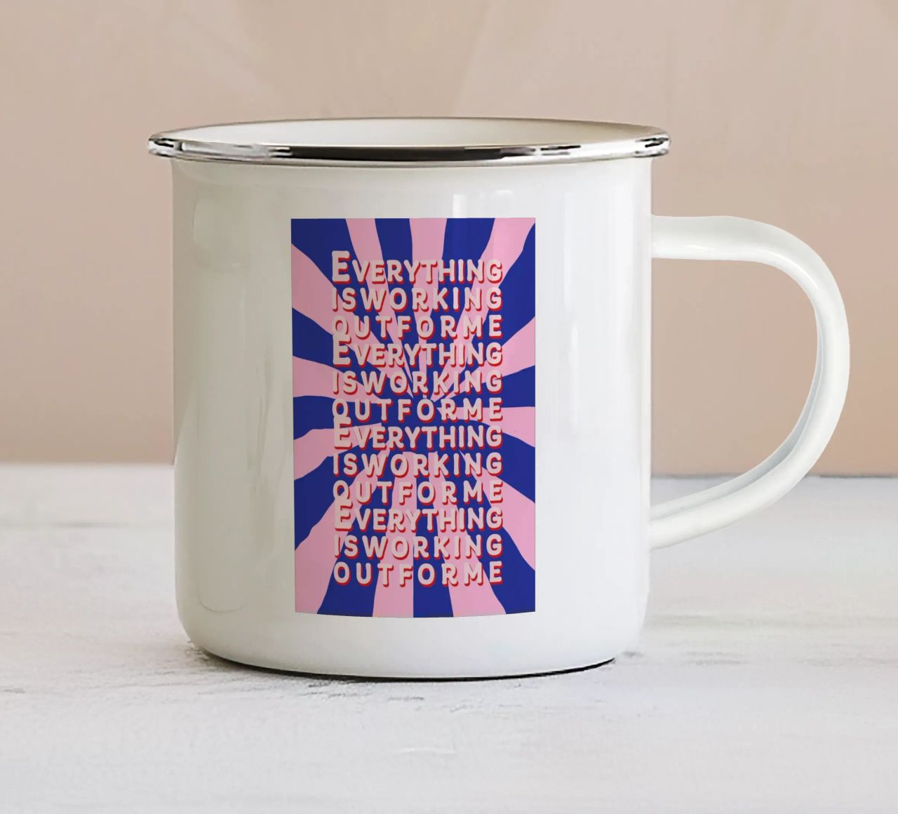 Everything is working out for me Emaille Tasse von thesoulhugclub