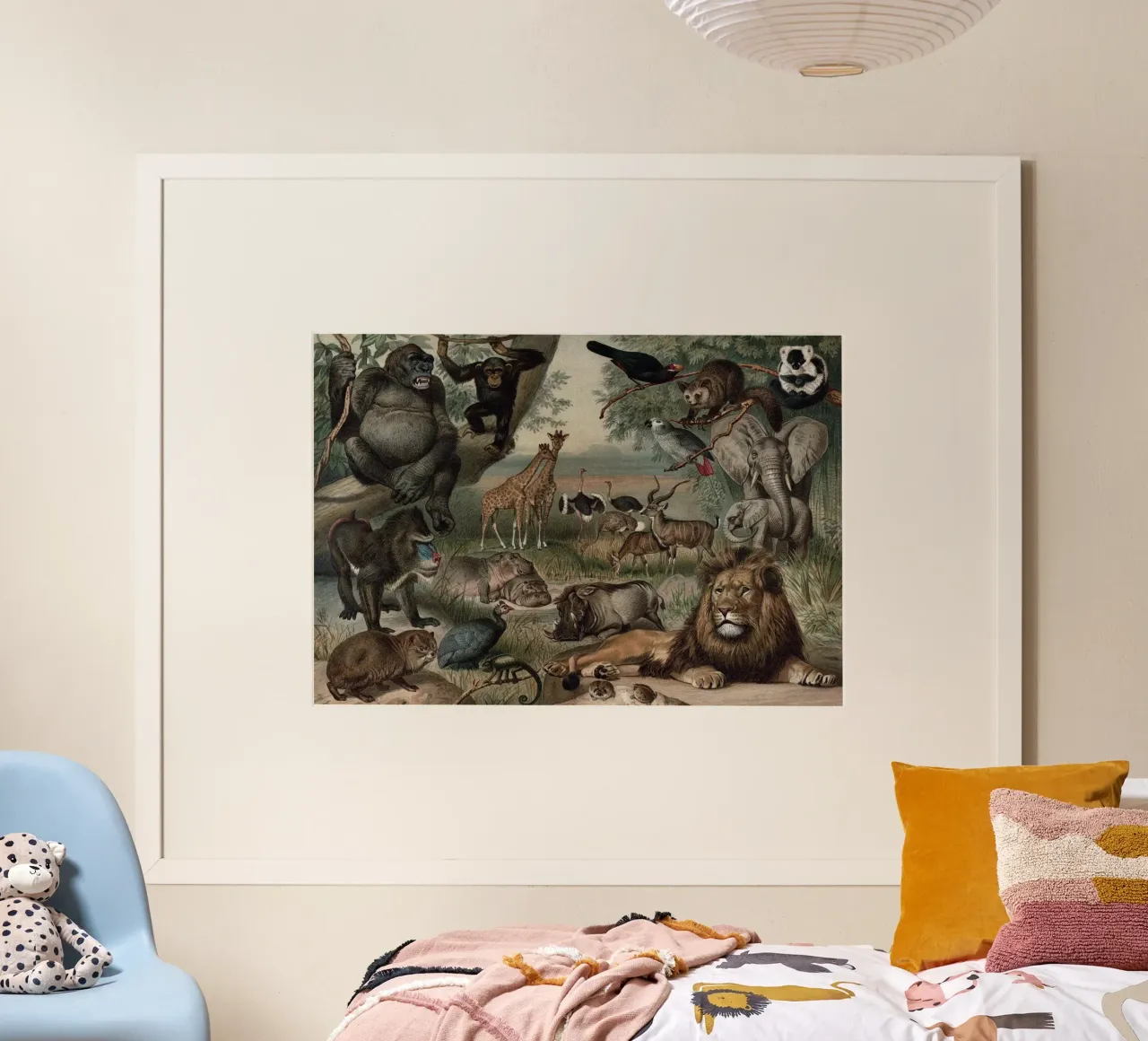 Vintage Meyers 3 Äthioische Fauna poster con telaio in legno da Vintage Print Collection